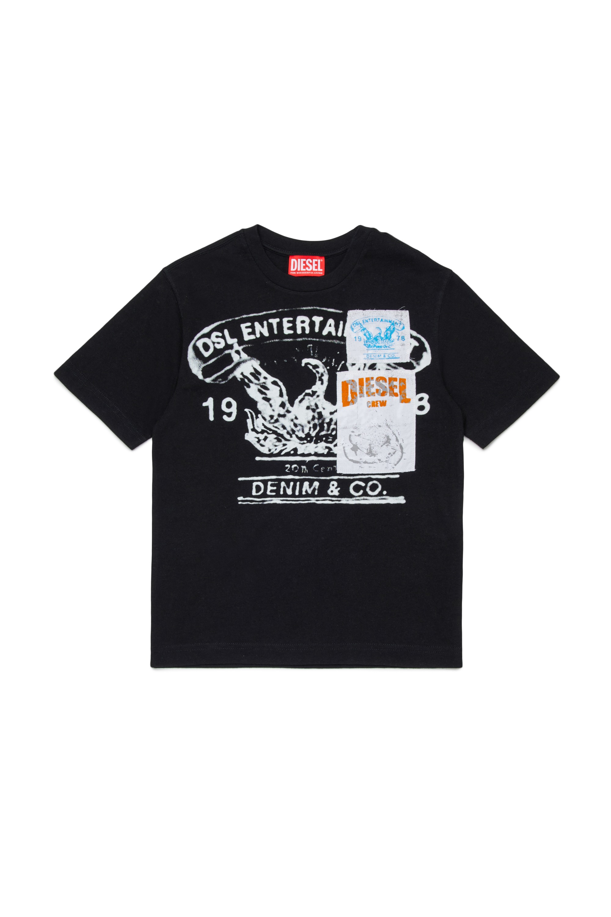 Black T-shirt with vintage-style print