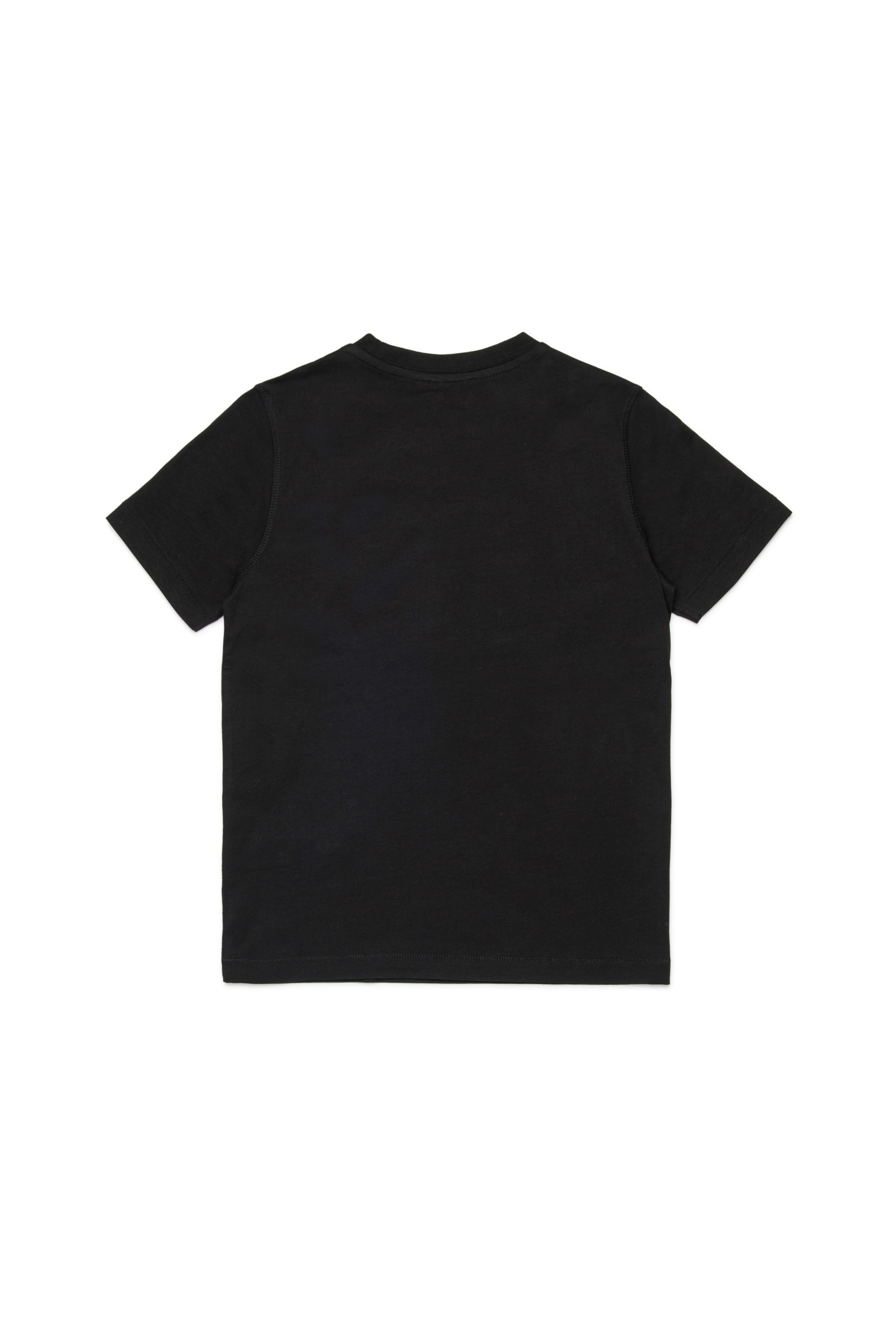 Black Cotton T-shirt with flocked print