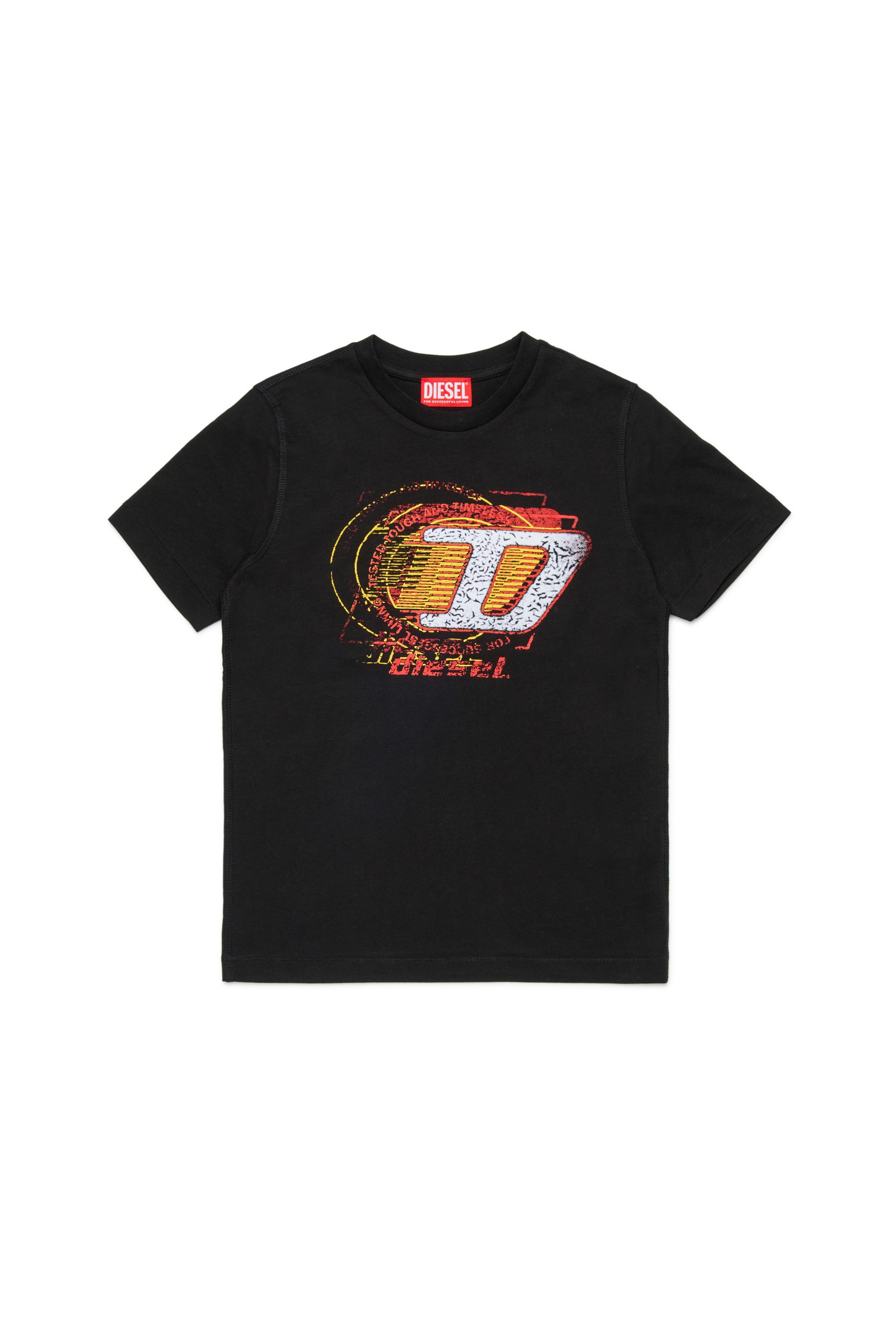 Black Cotton T-shirt with flocked print