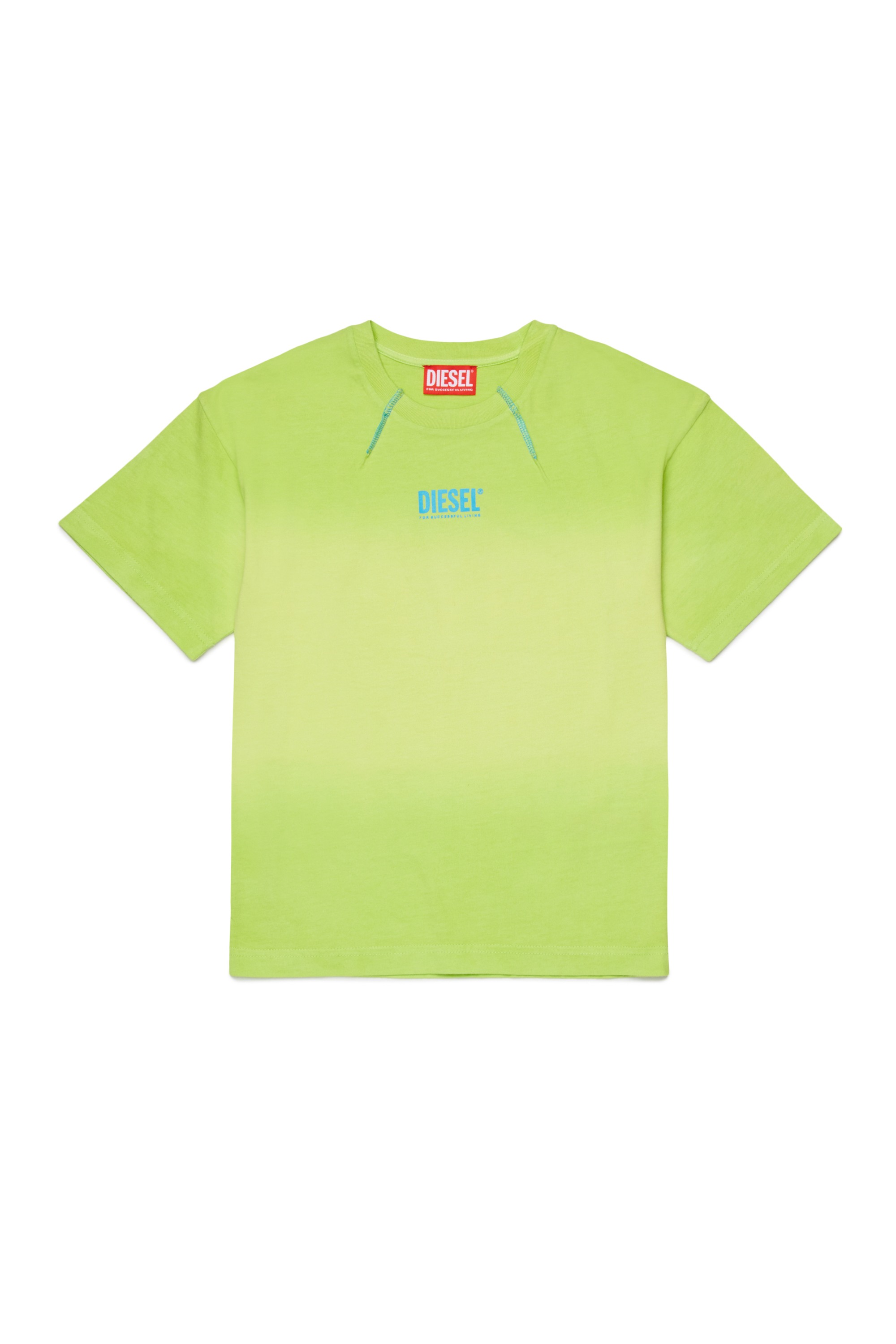 Green Cotton T-shirt with ombre wash
