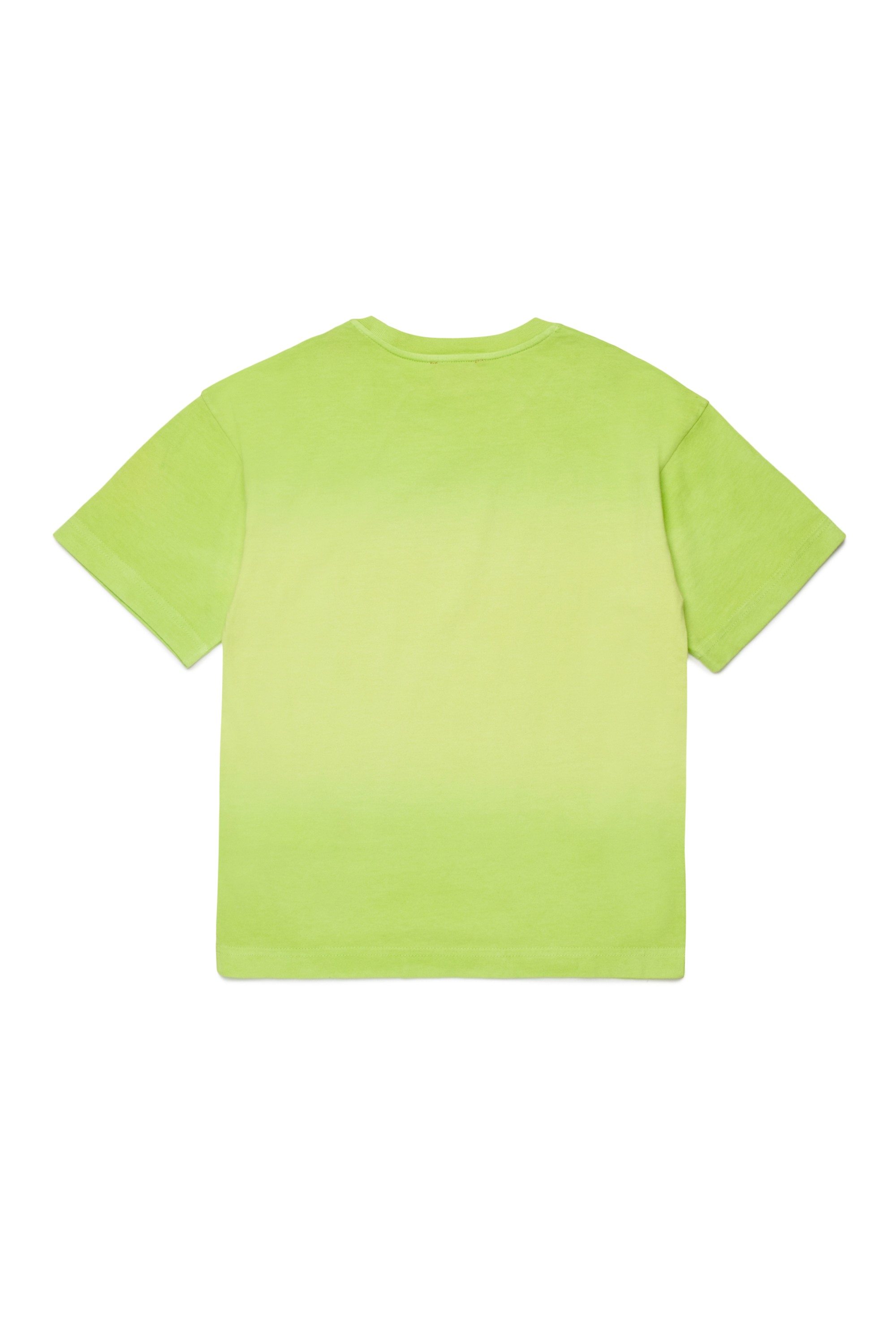Green Cotton T-shirt with ombre wash