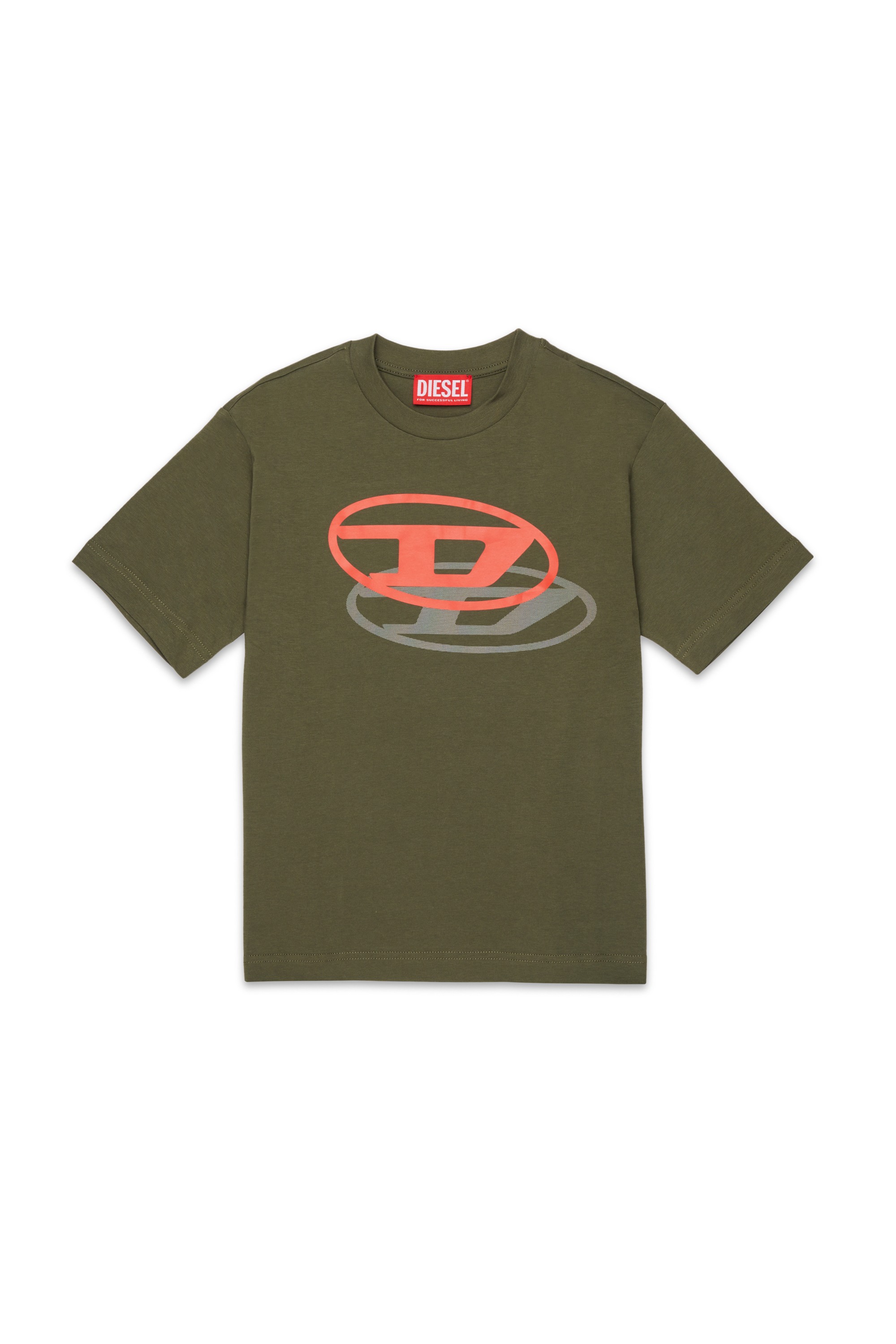 Green Cotton T-shirt with shadow Oval D