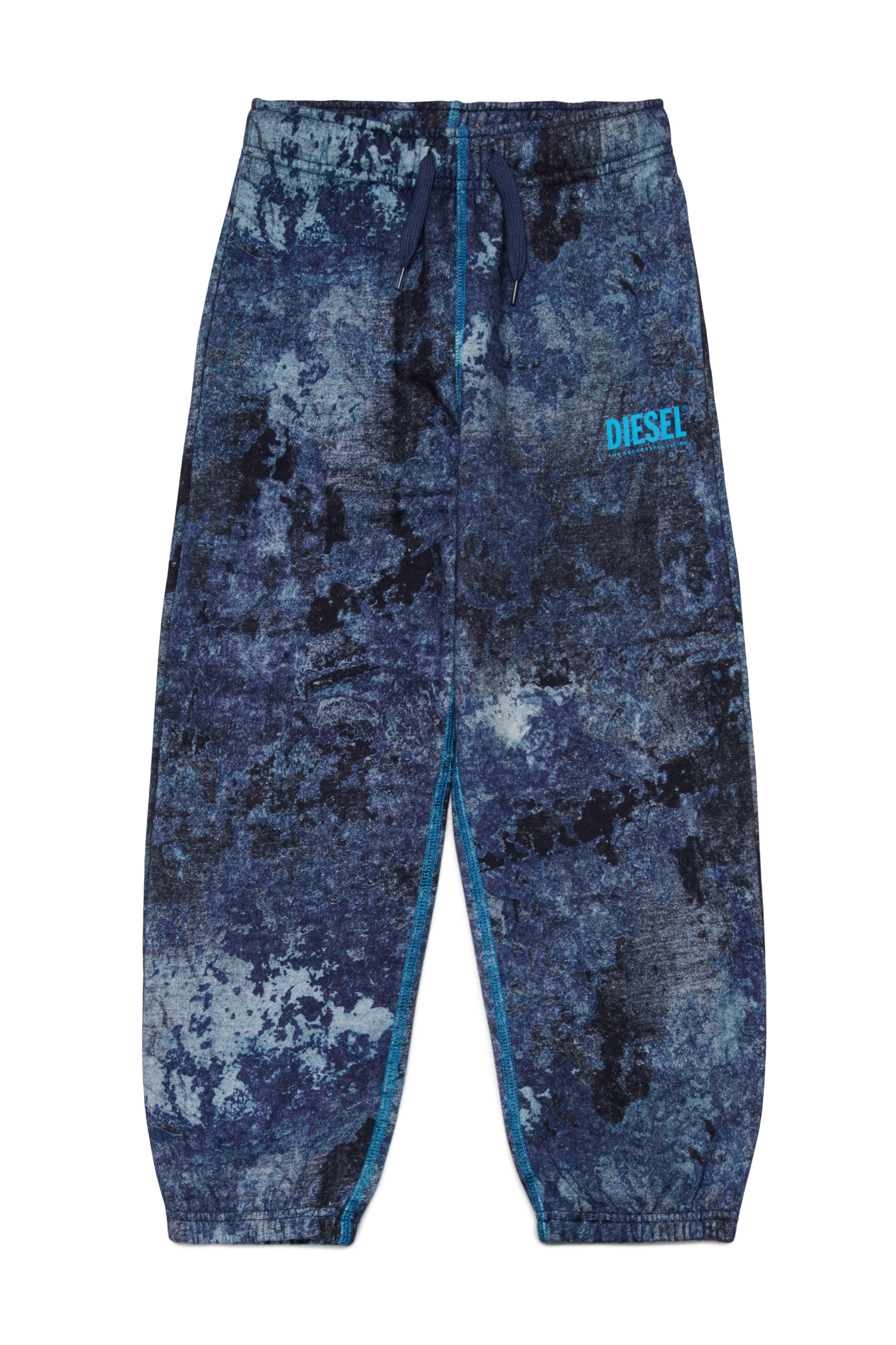 Blue Sweatpants with all-over marbled effect