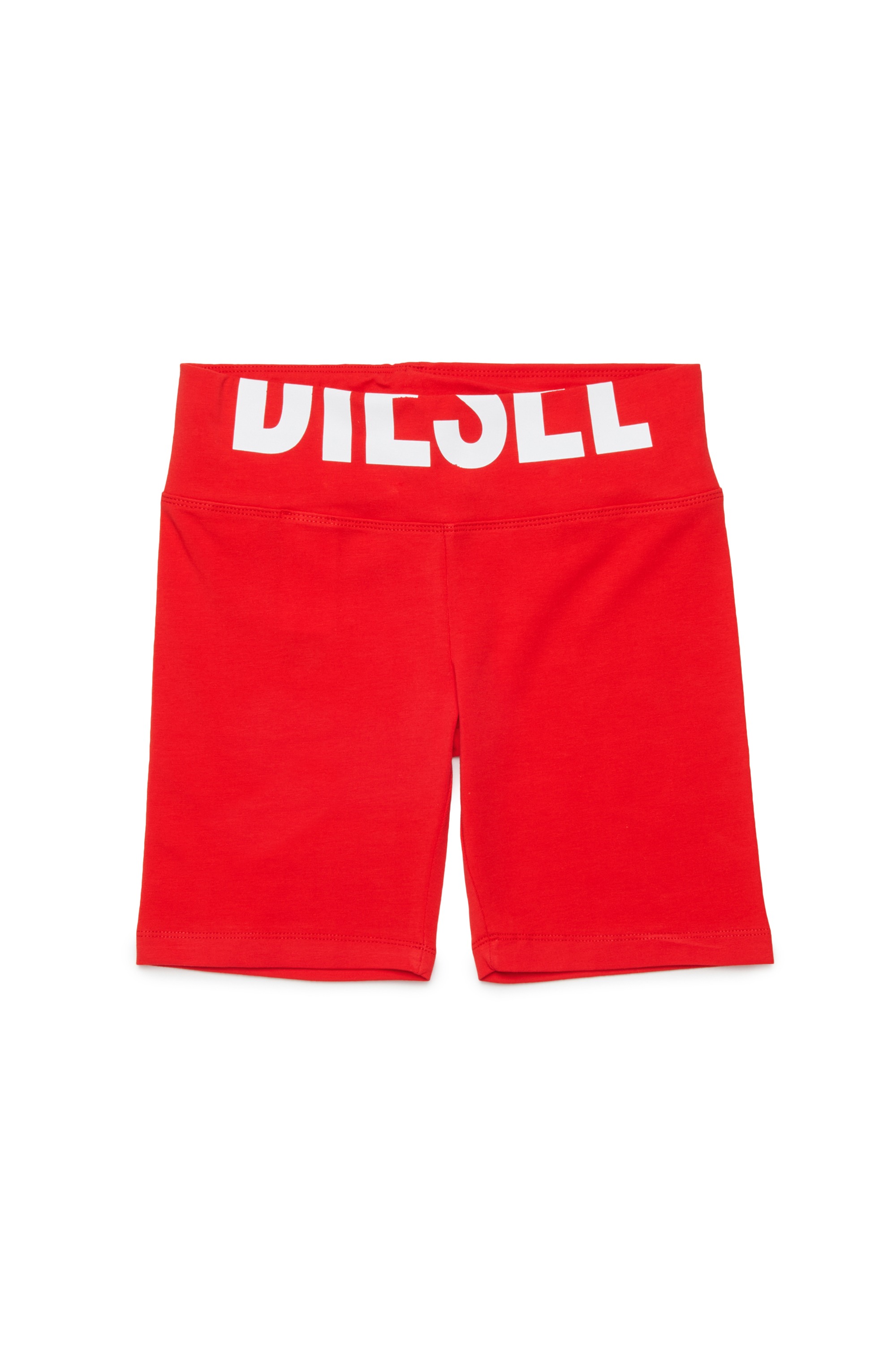 Red Stretchy shorts with cut-off logo