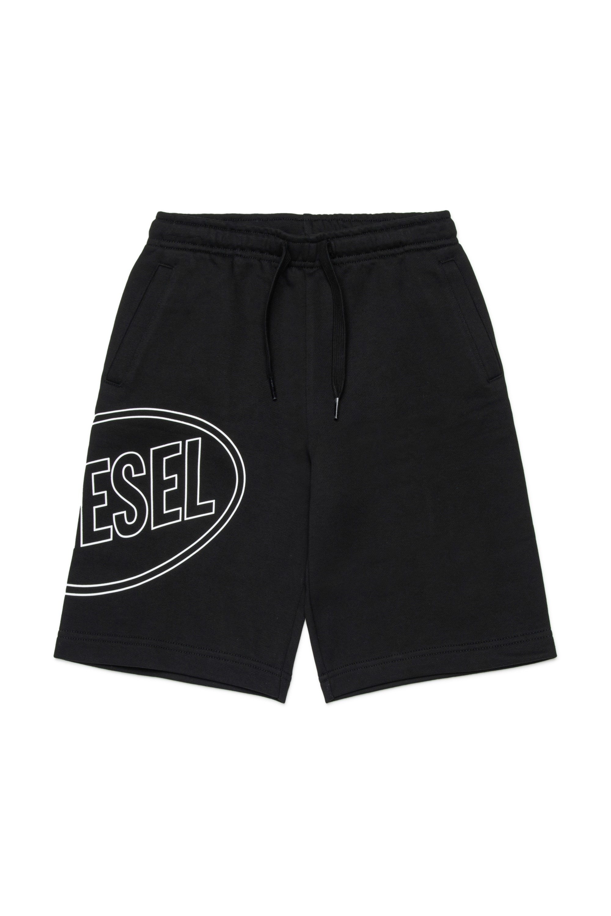 Black Cotton bermudas with maxi print