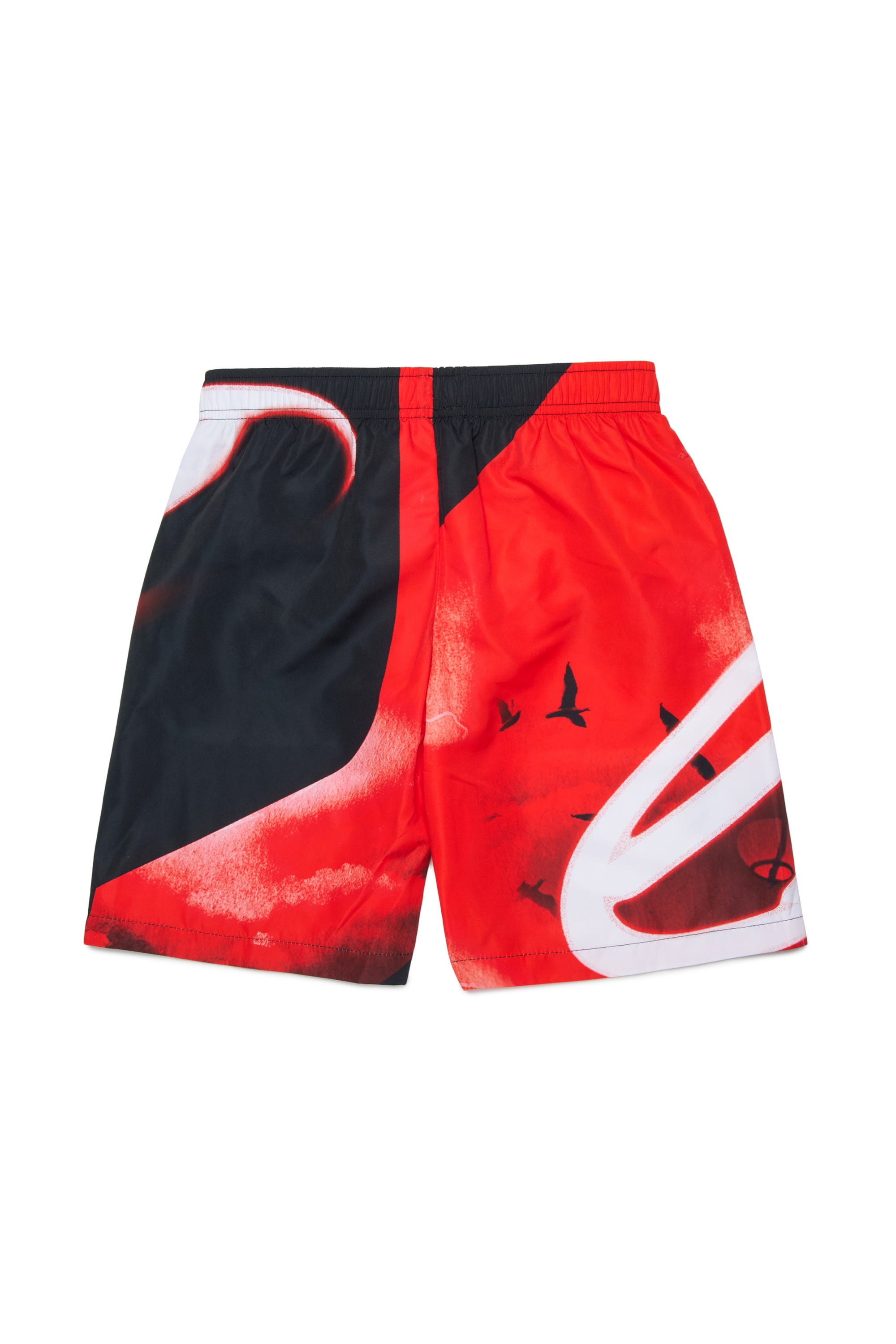 Black Swim shorts with all-over blurred print