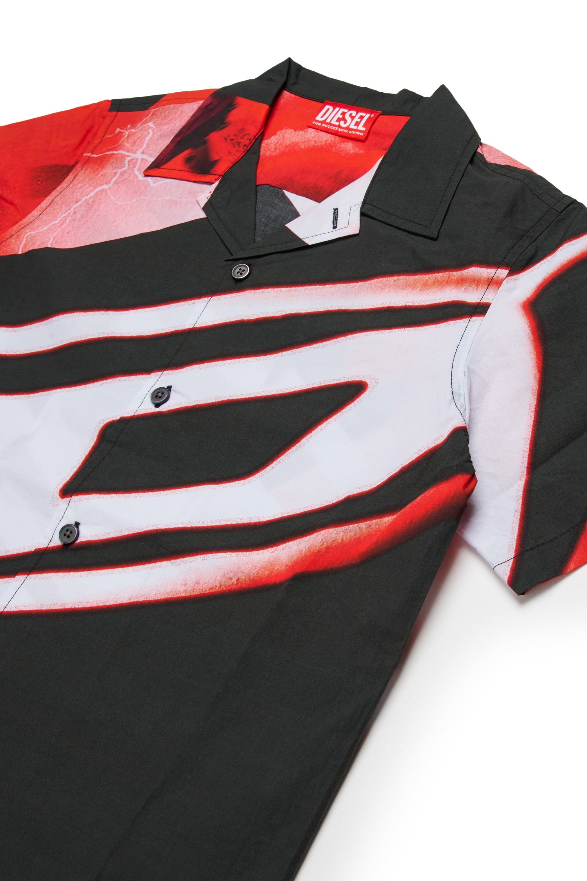 Black Cotton shirt with all-over blurred print