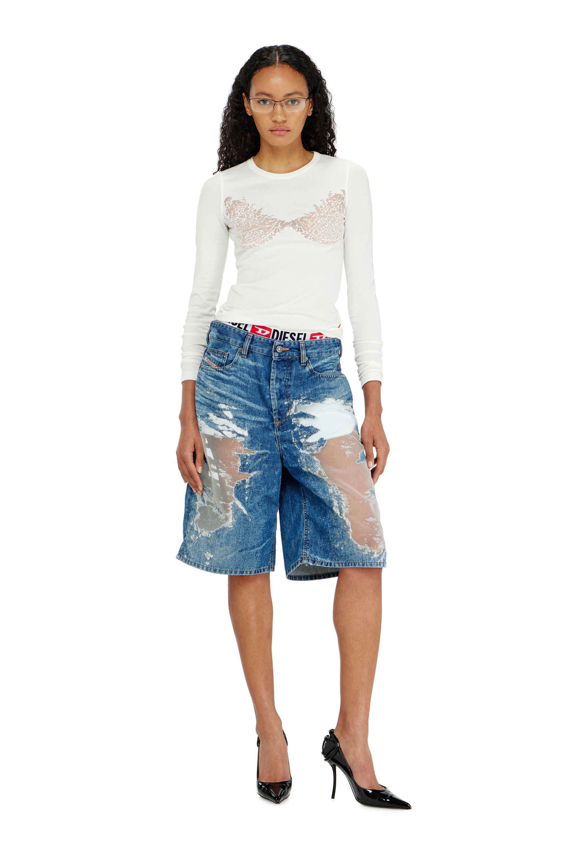 Blue Shorts in devoré denim