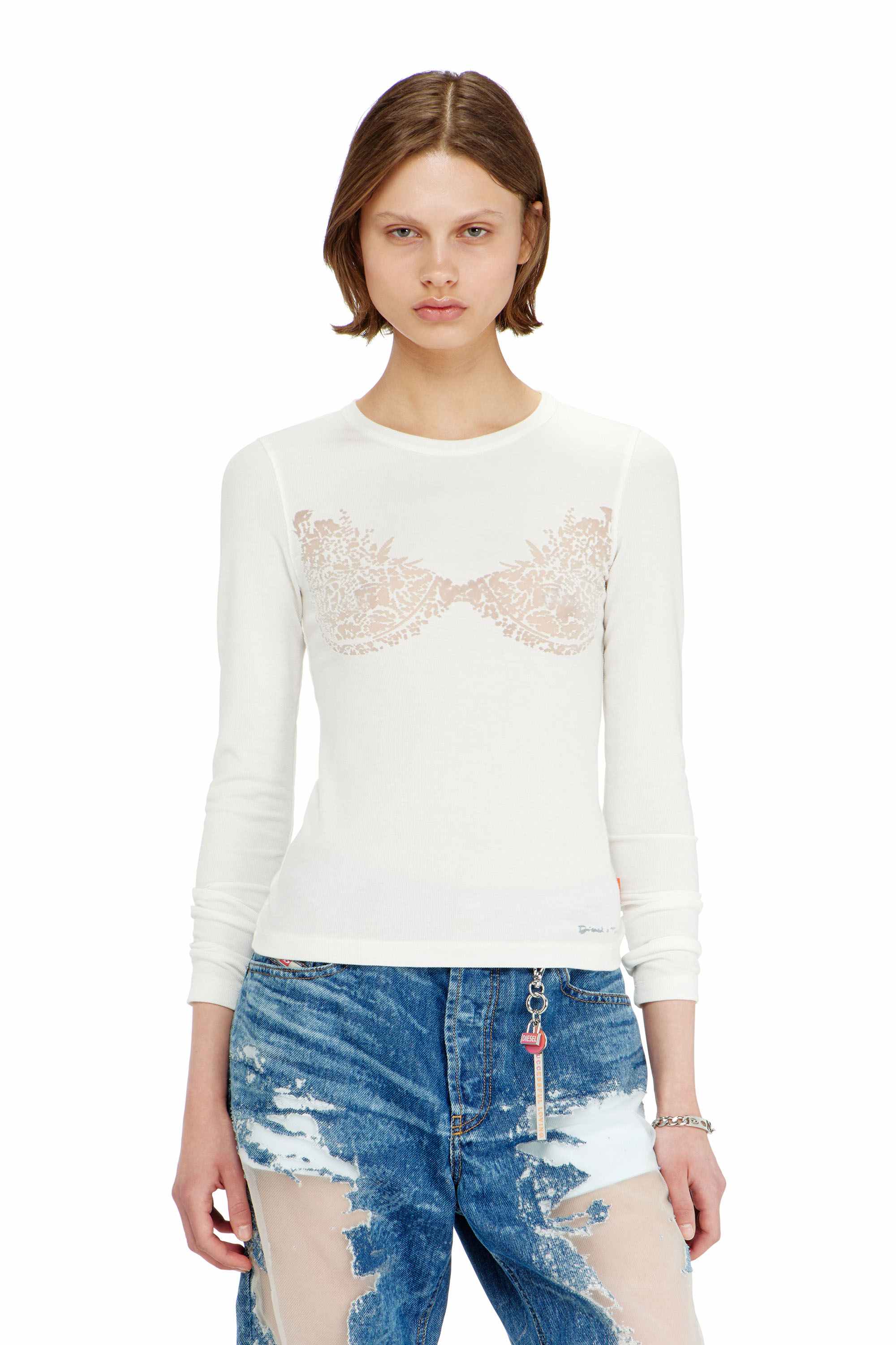 White Top with devoré lace effect