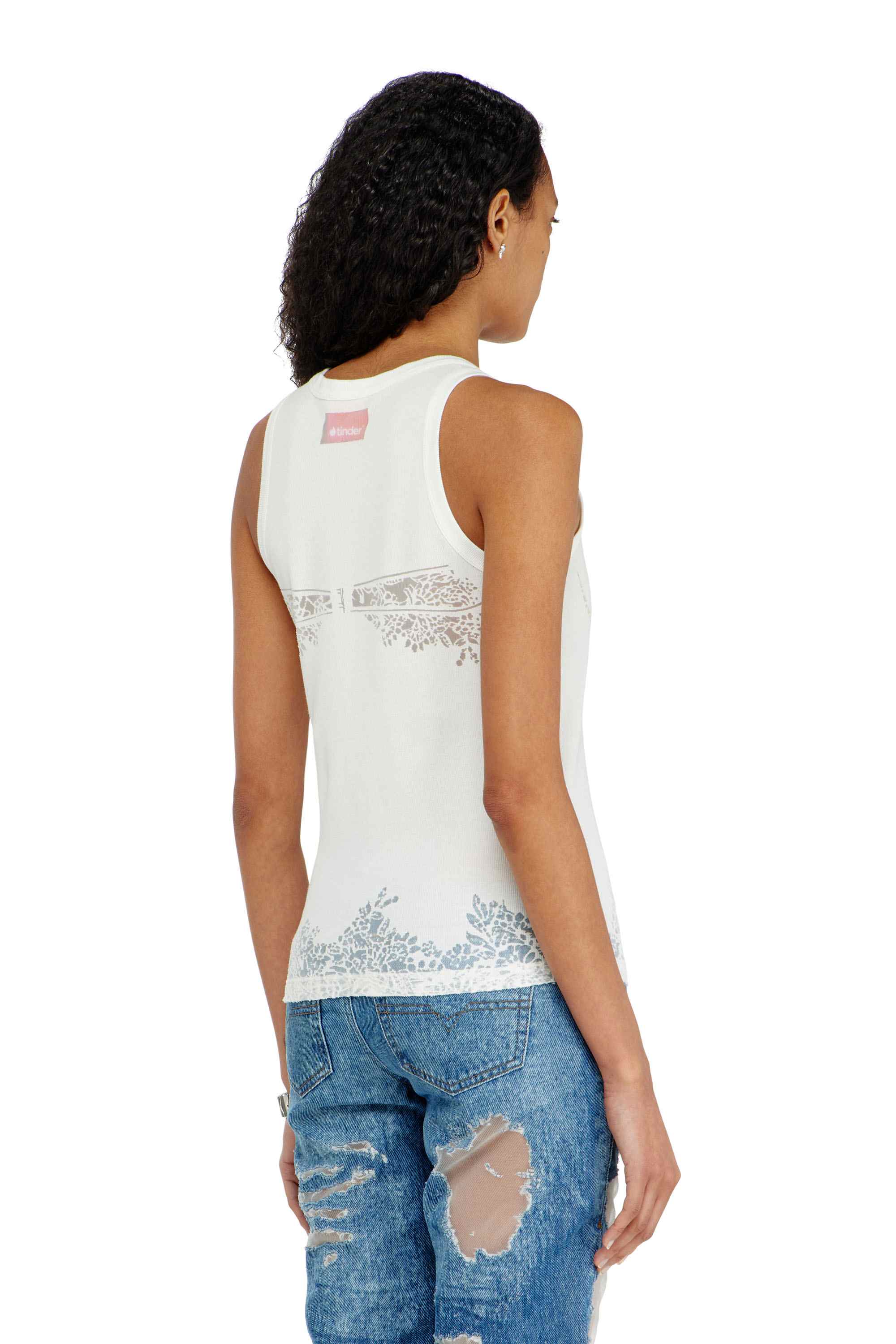 White Tank top with devoré lace effect