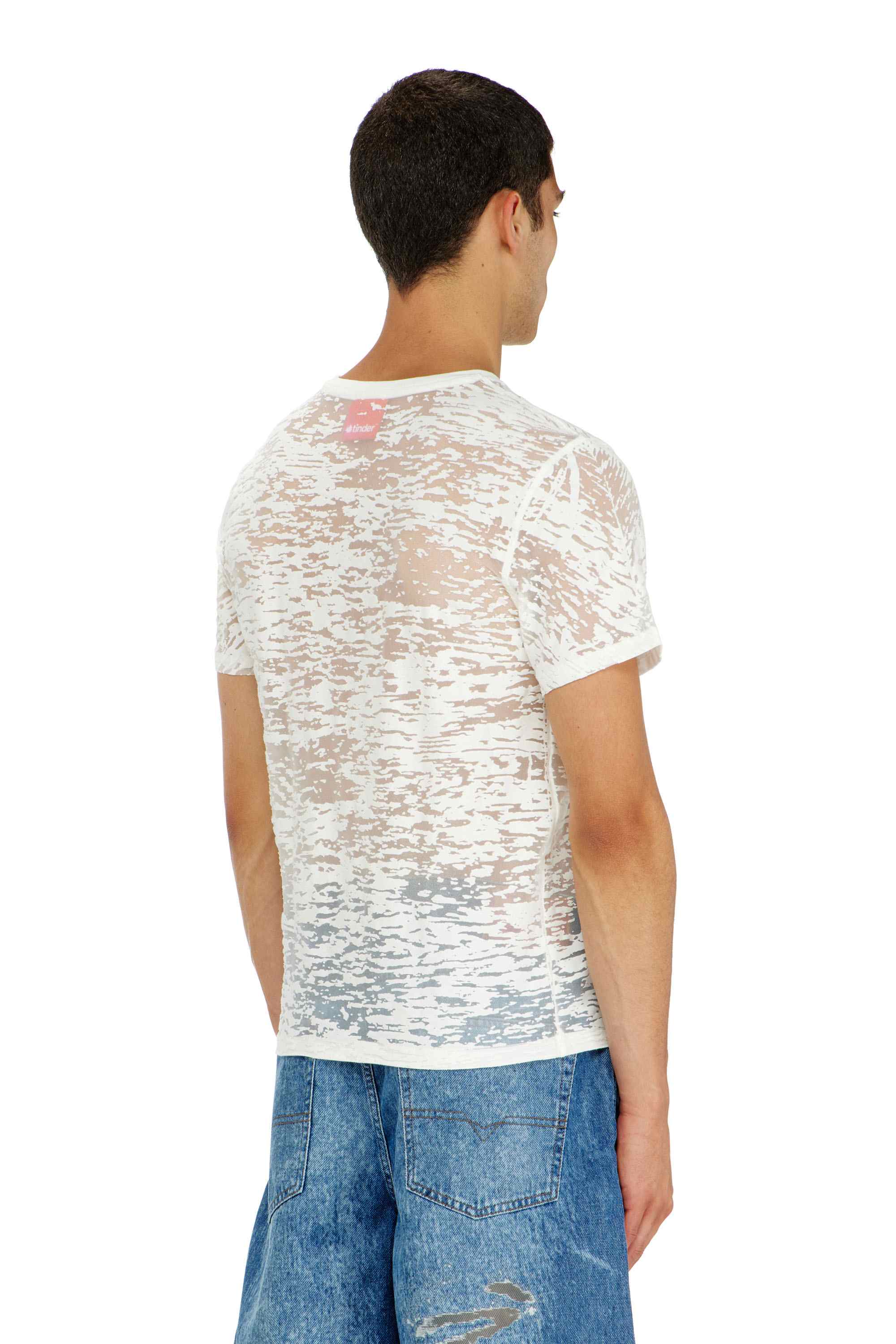 White T-shirt in all-over devoré jersey