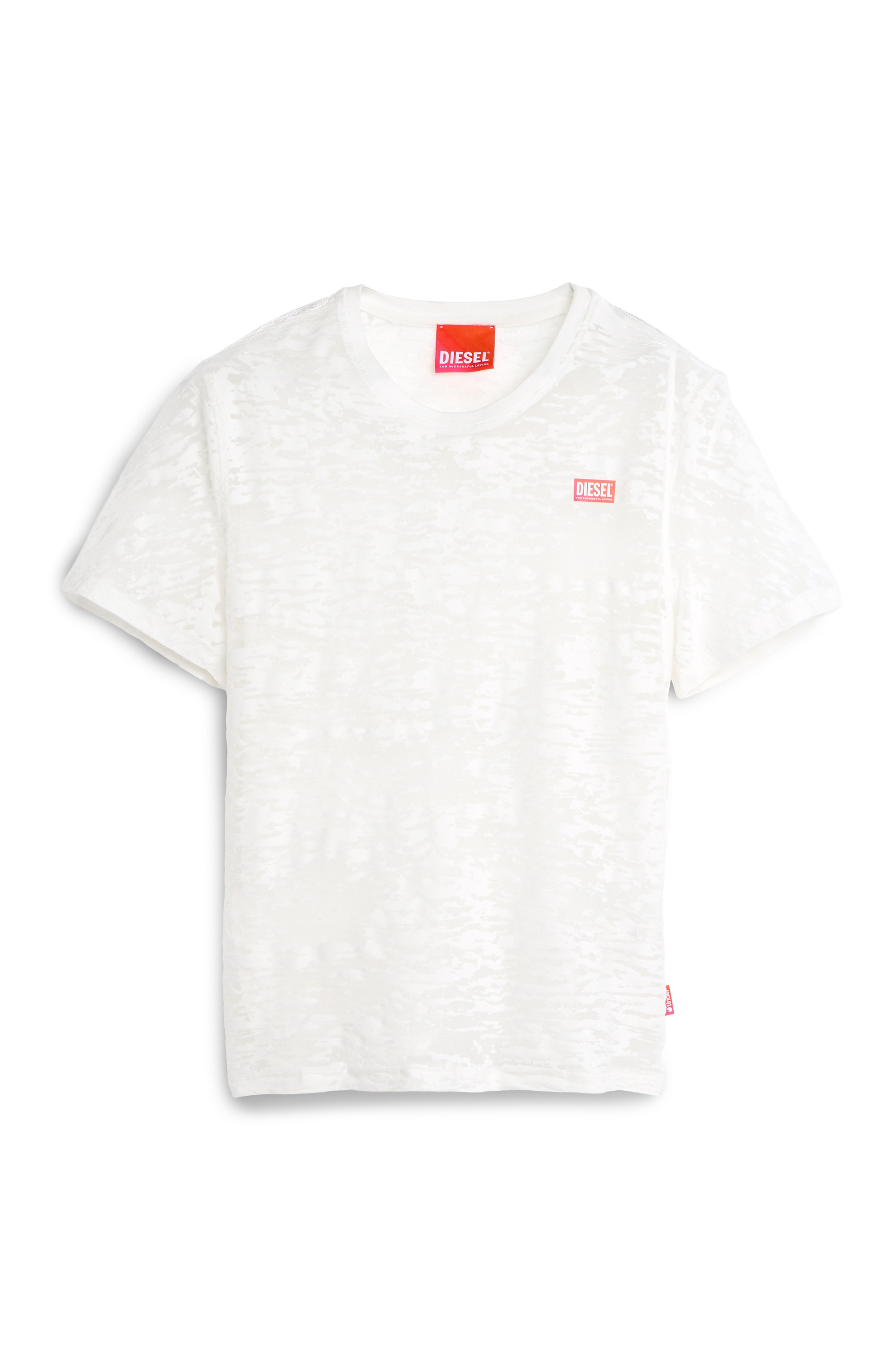 White T-shirt in all-over devoré jersey