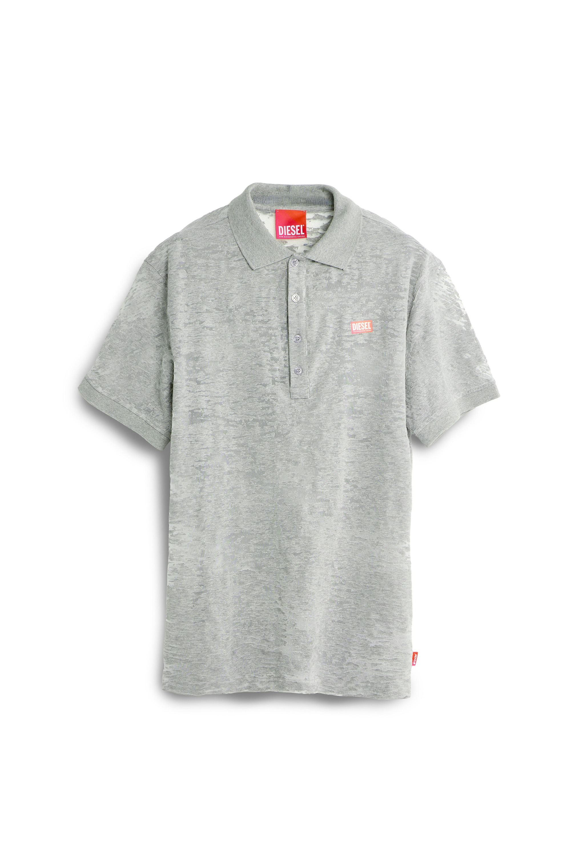 Light Grey Polo shirt in all-over devoré jersey
