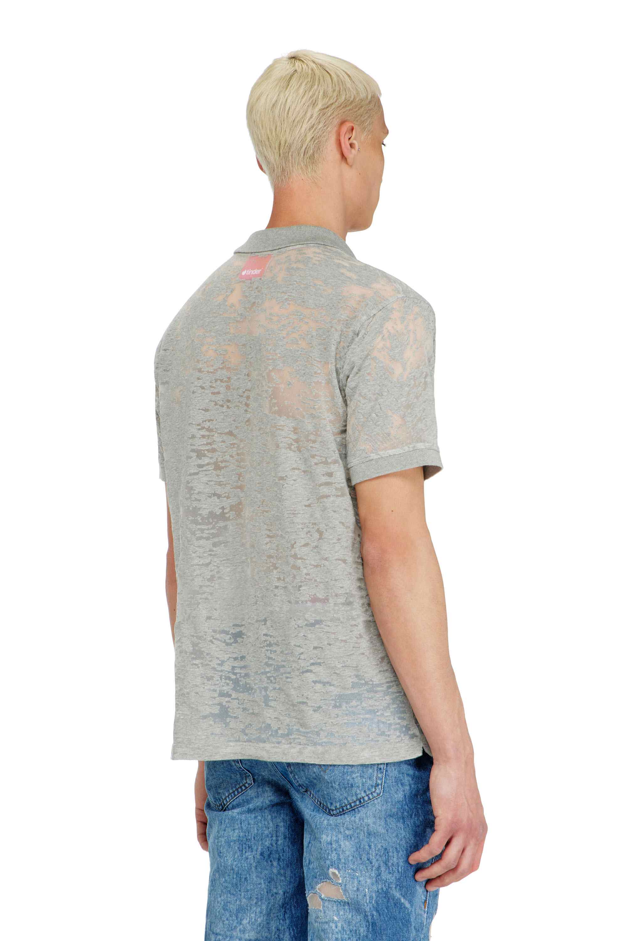 Light Grey Polo shirt in all-over devoré jersey