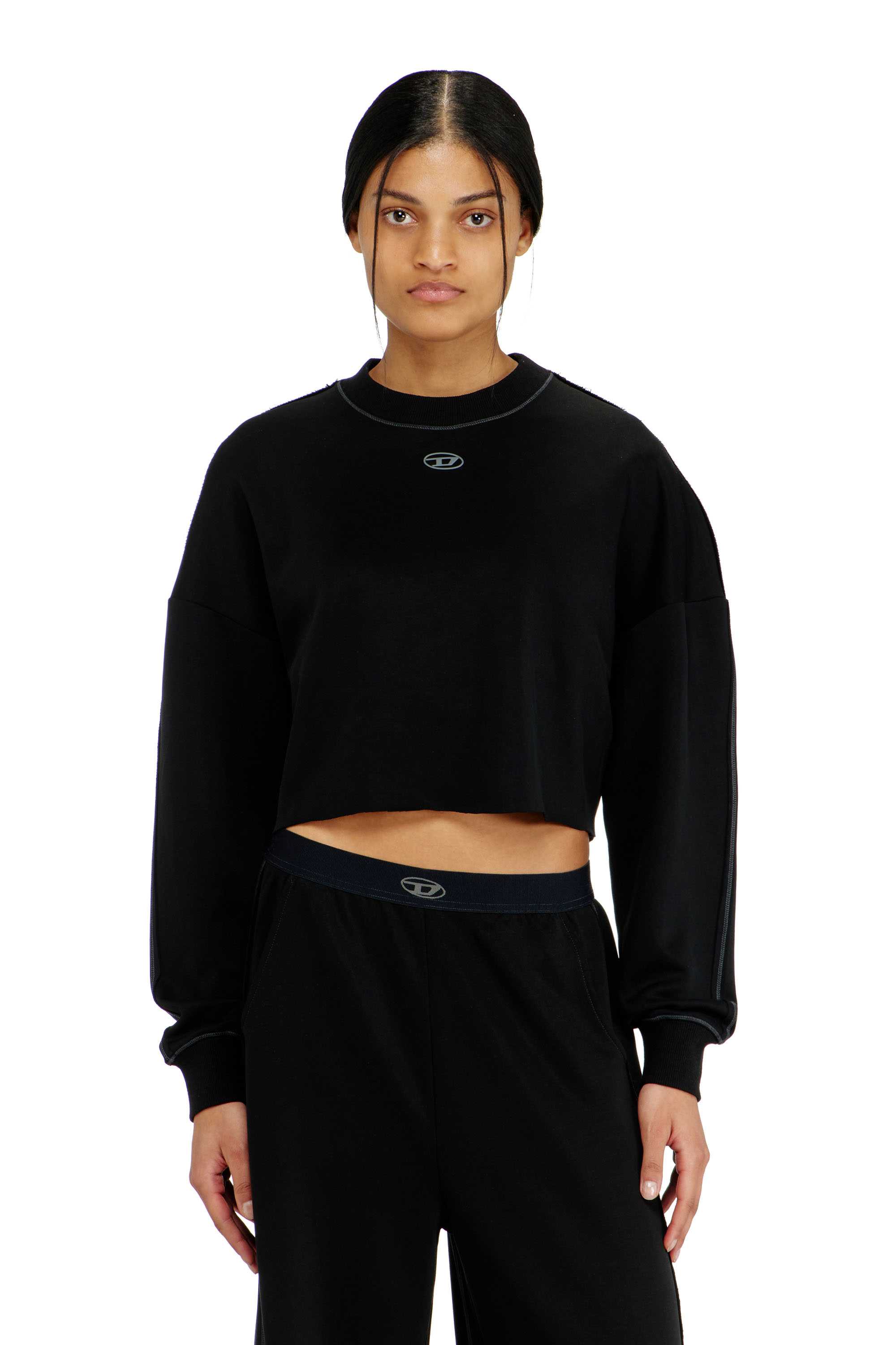 Black Crop top in light stretch scuba