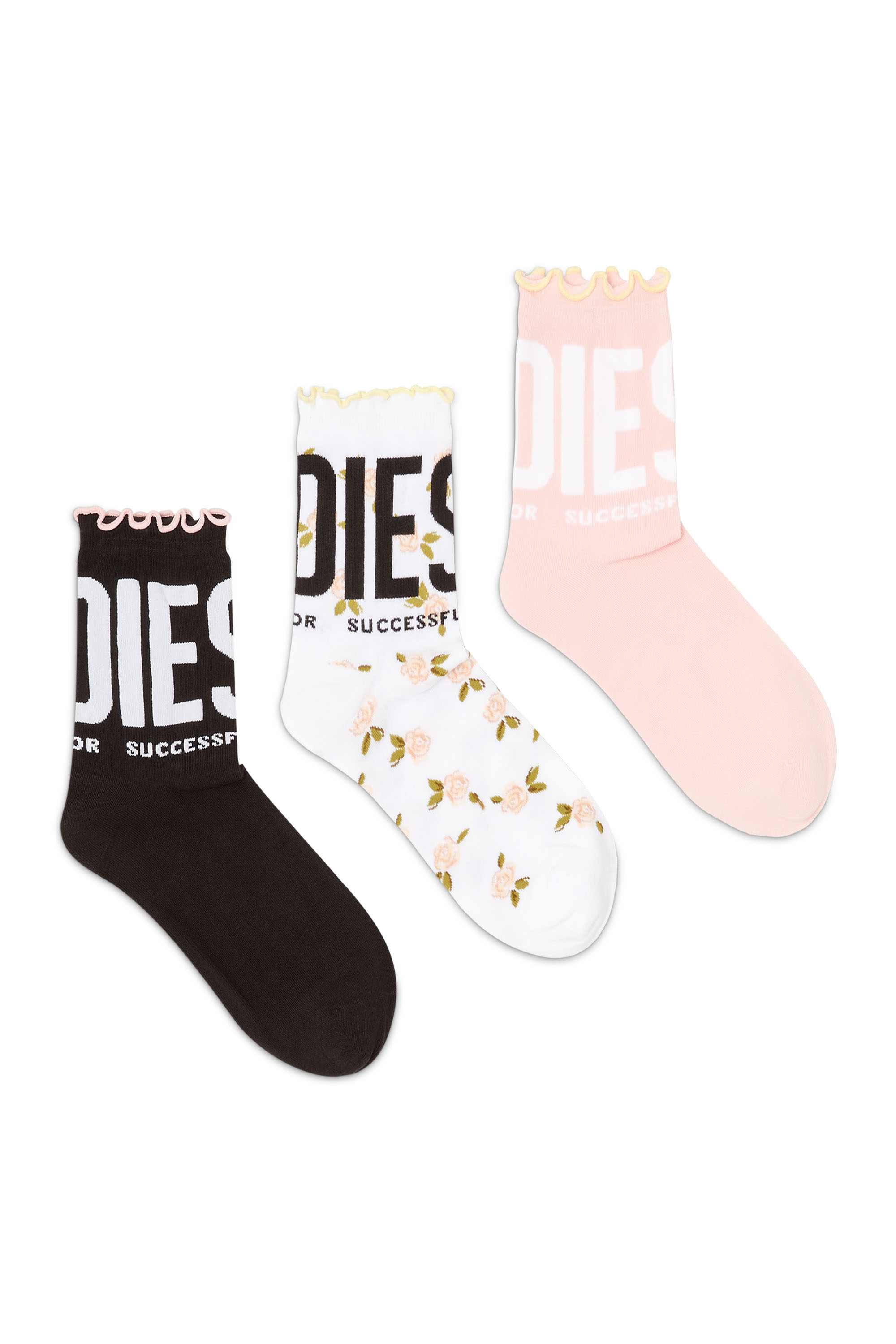 Multicolor Three-pack socks with ruffled edge