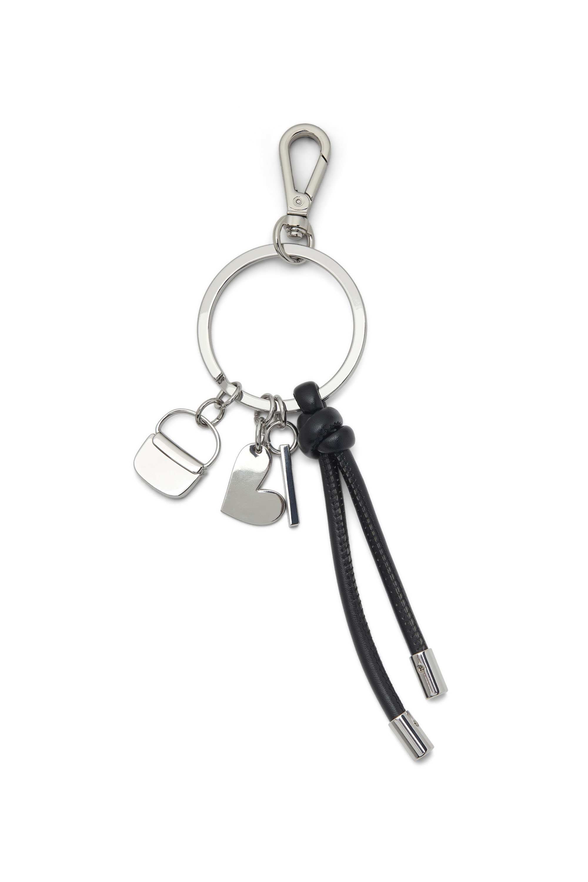 Silver Keyring charm with heart and bag pendants