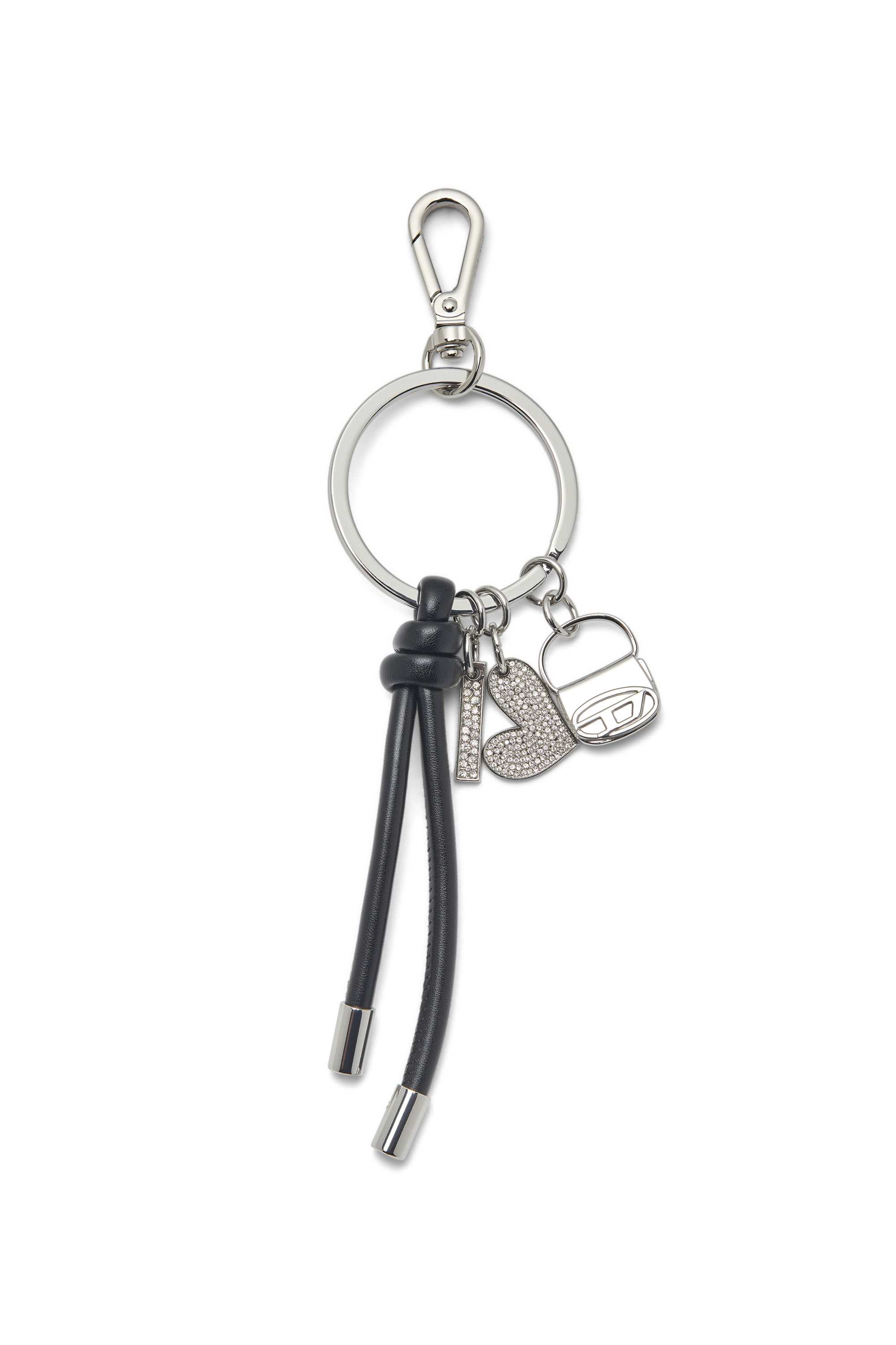 Silver Keyring charm with heart and bag pendants
