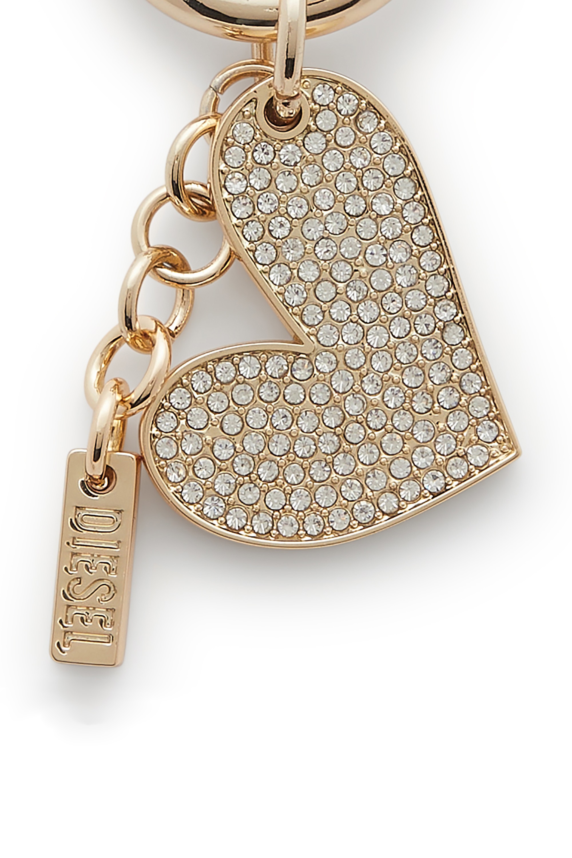 Gold Metal heart charm with rhinestones