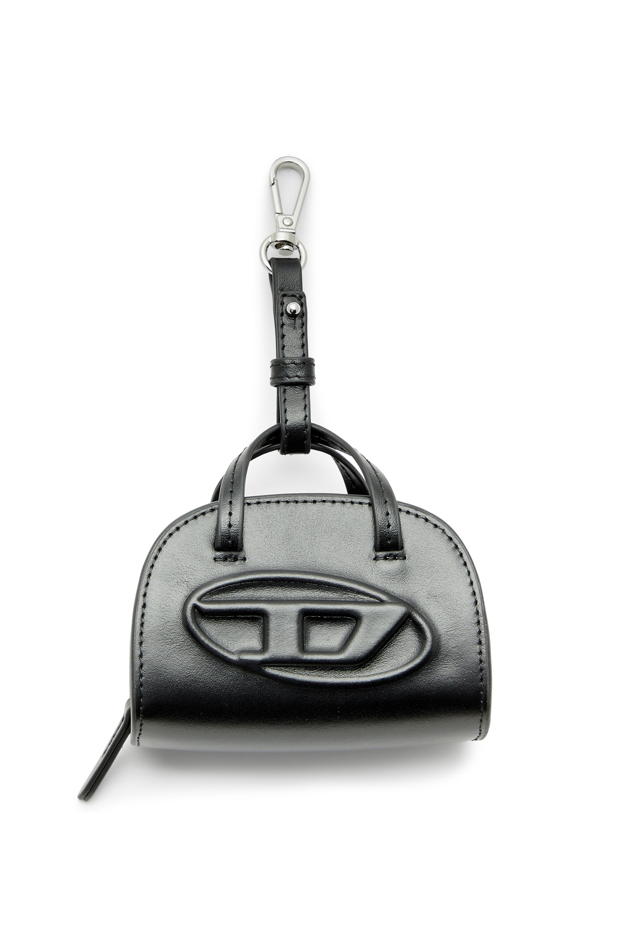 Black Miniature bag charm in leather