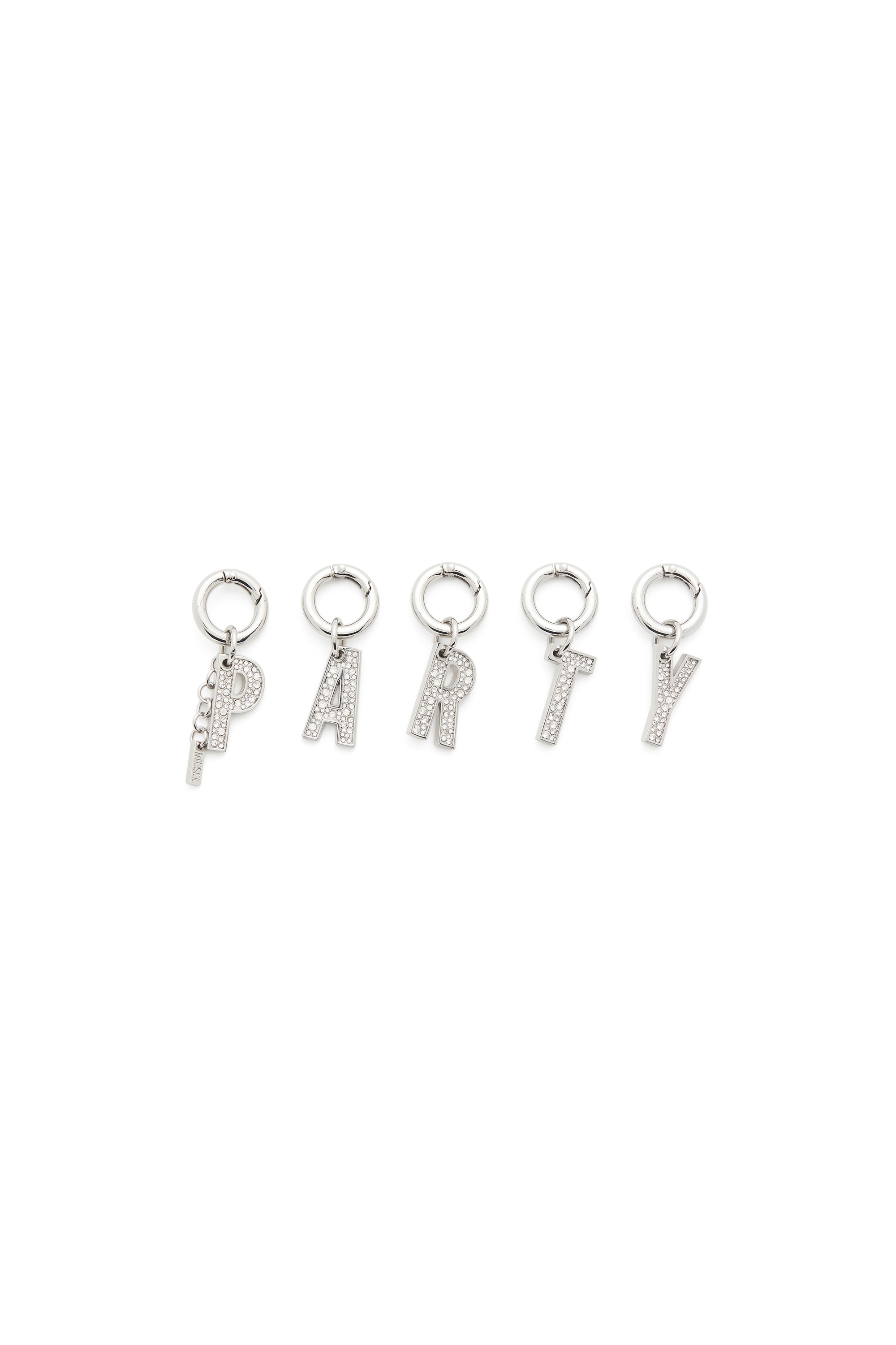 Silver Metal PARTY charms with rhinestones