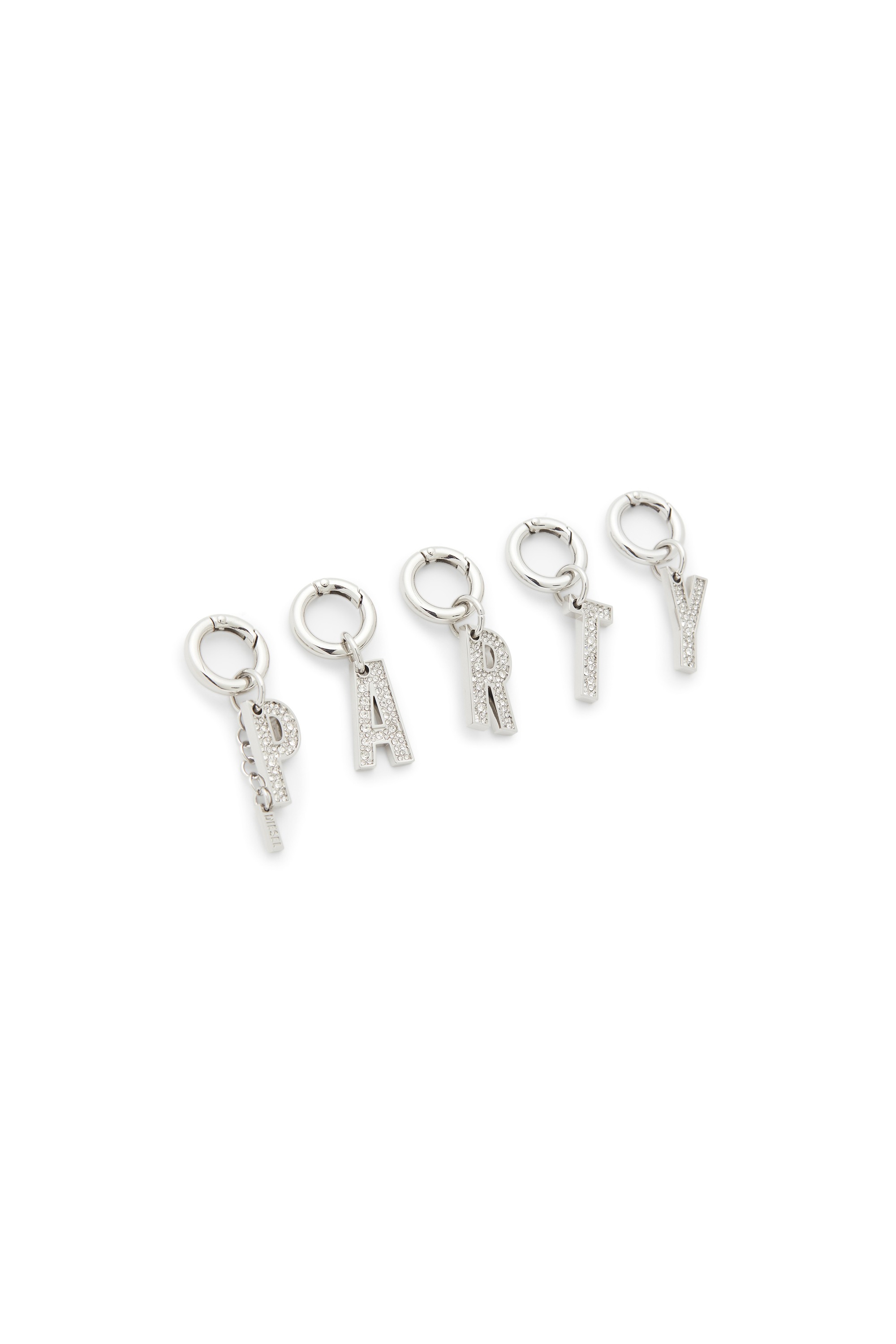 Silver Metal PARTY charms with rhinestones