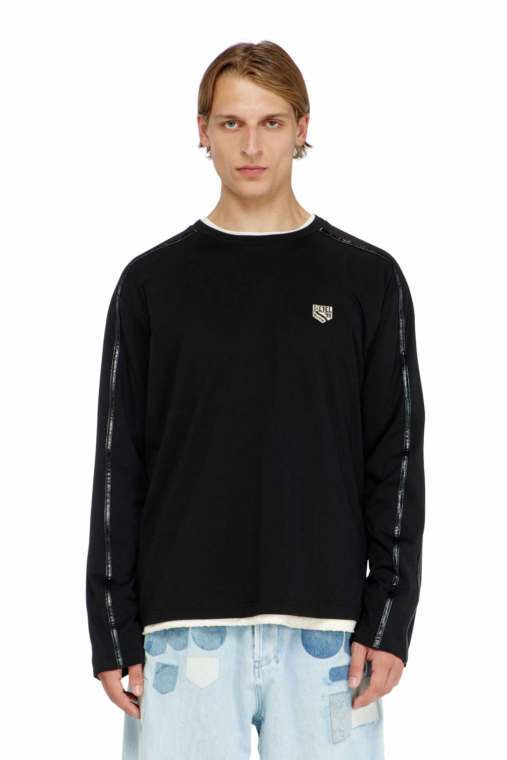 Black Long-sleeve T-shirt with tonal trims