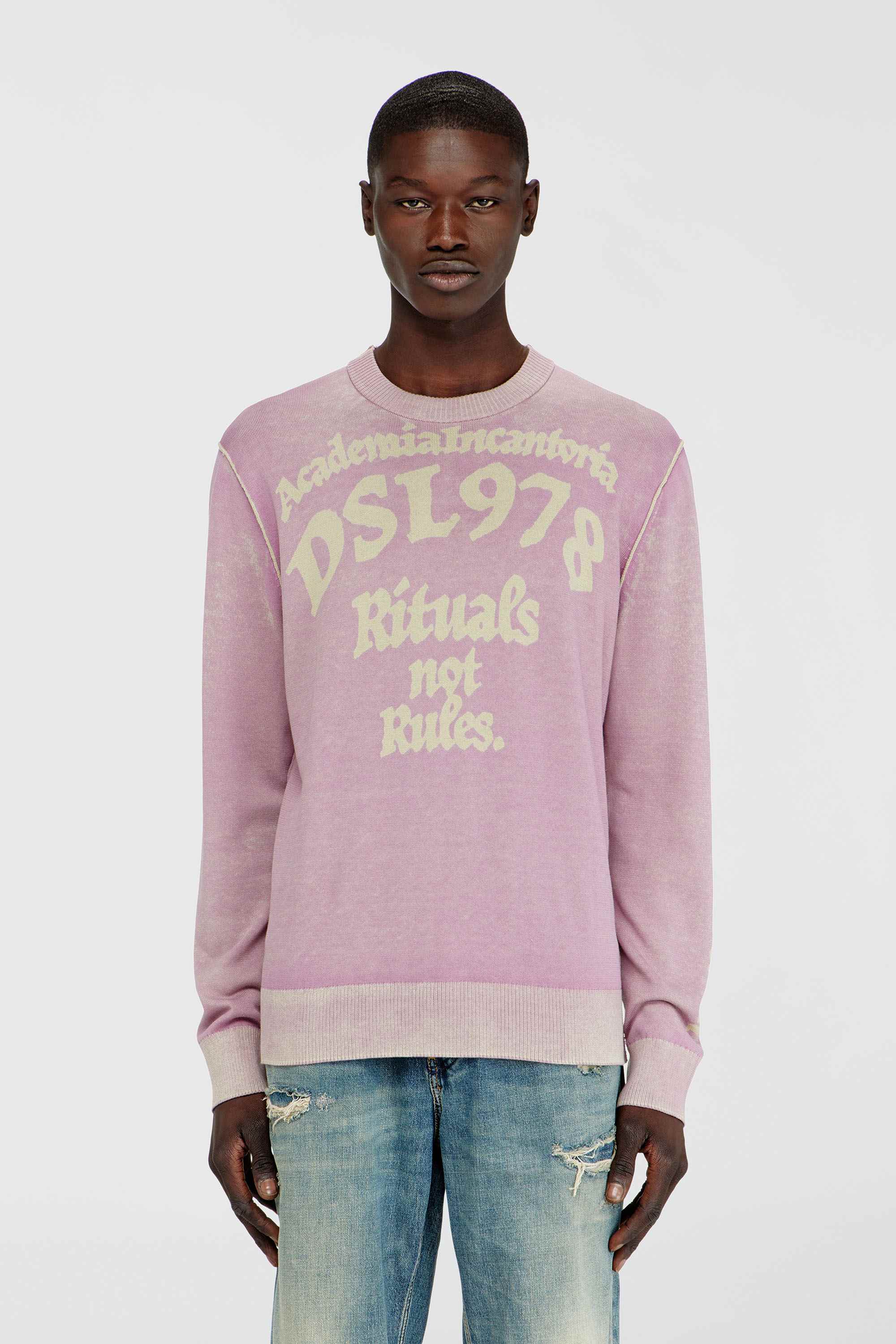 Violet Treated cotton jumper with slogan