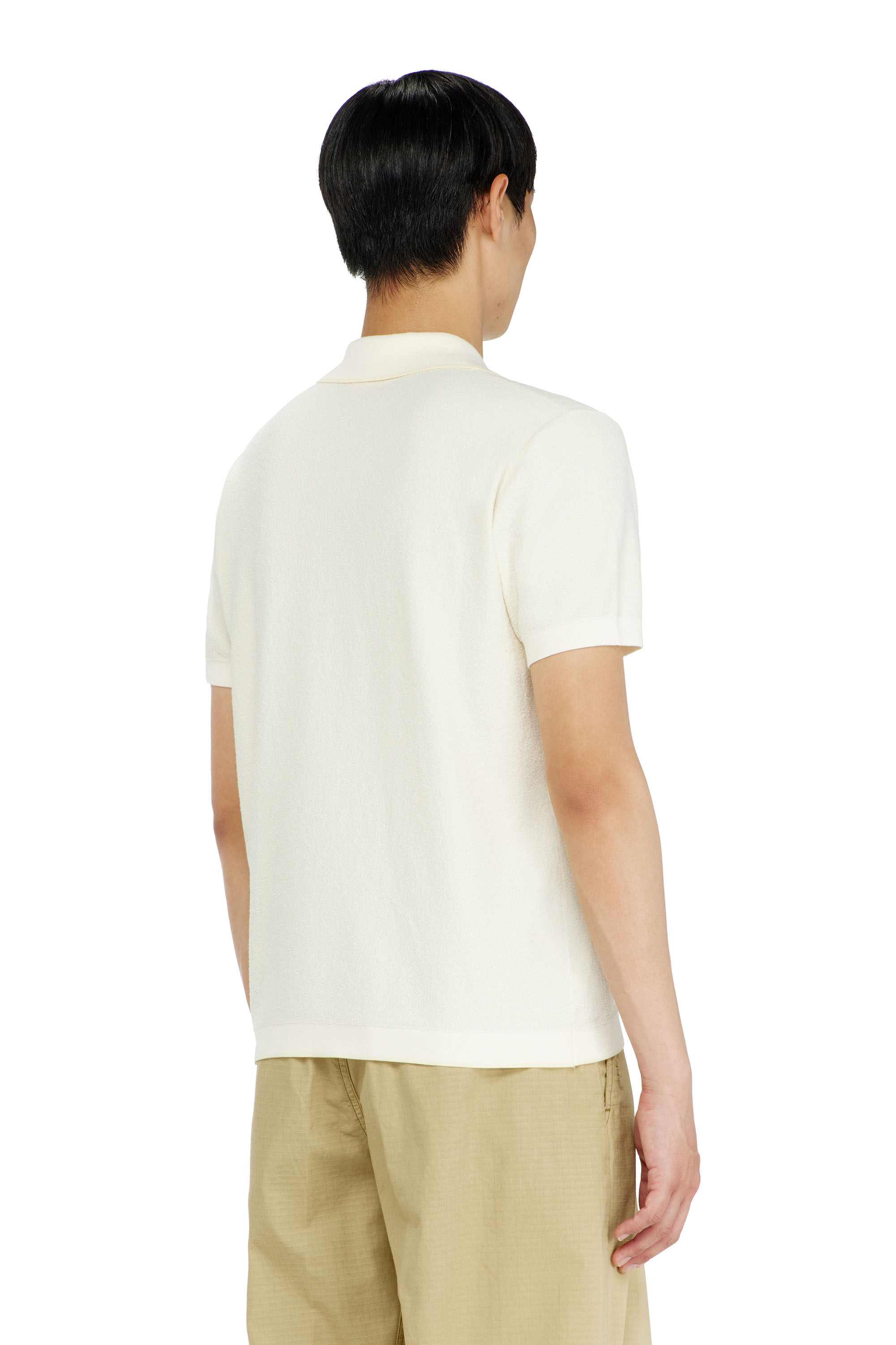 White Bouclé-knit polo shirt with Phoenix logo