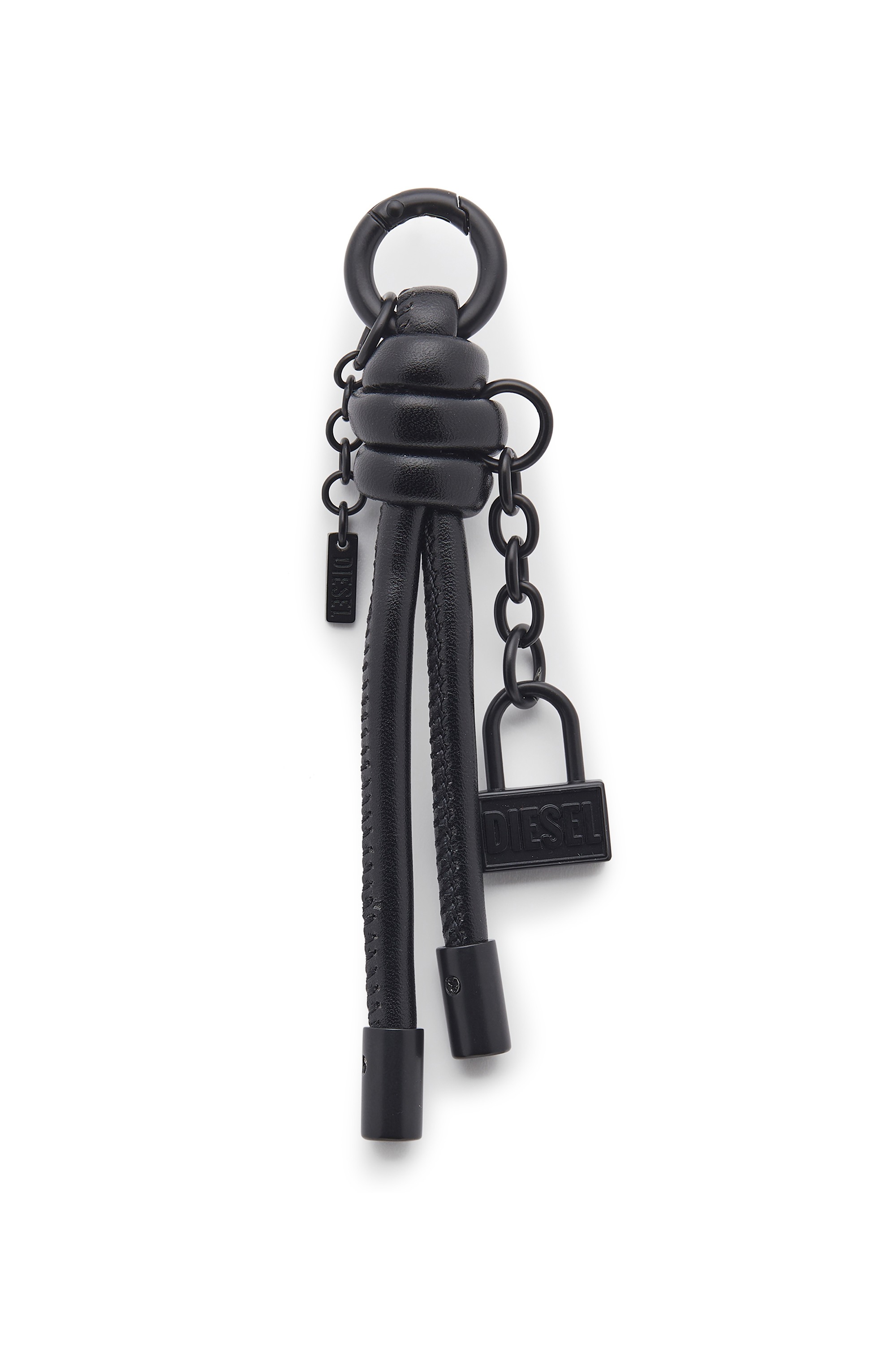 Black Metal keyring/charm with Diesel padlock detail