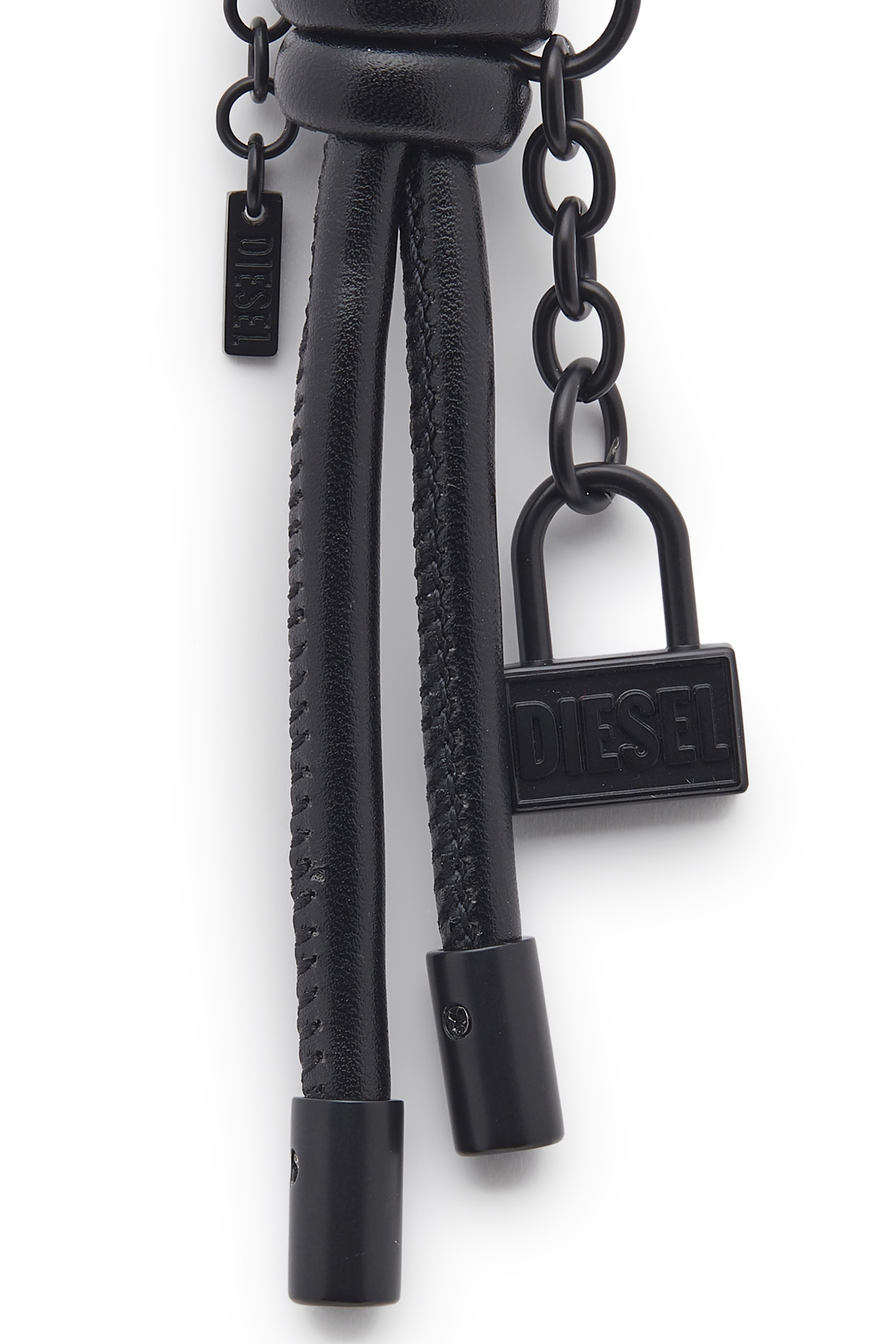 Black Metal keyring/charm with Diesel padlock detail