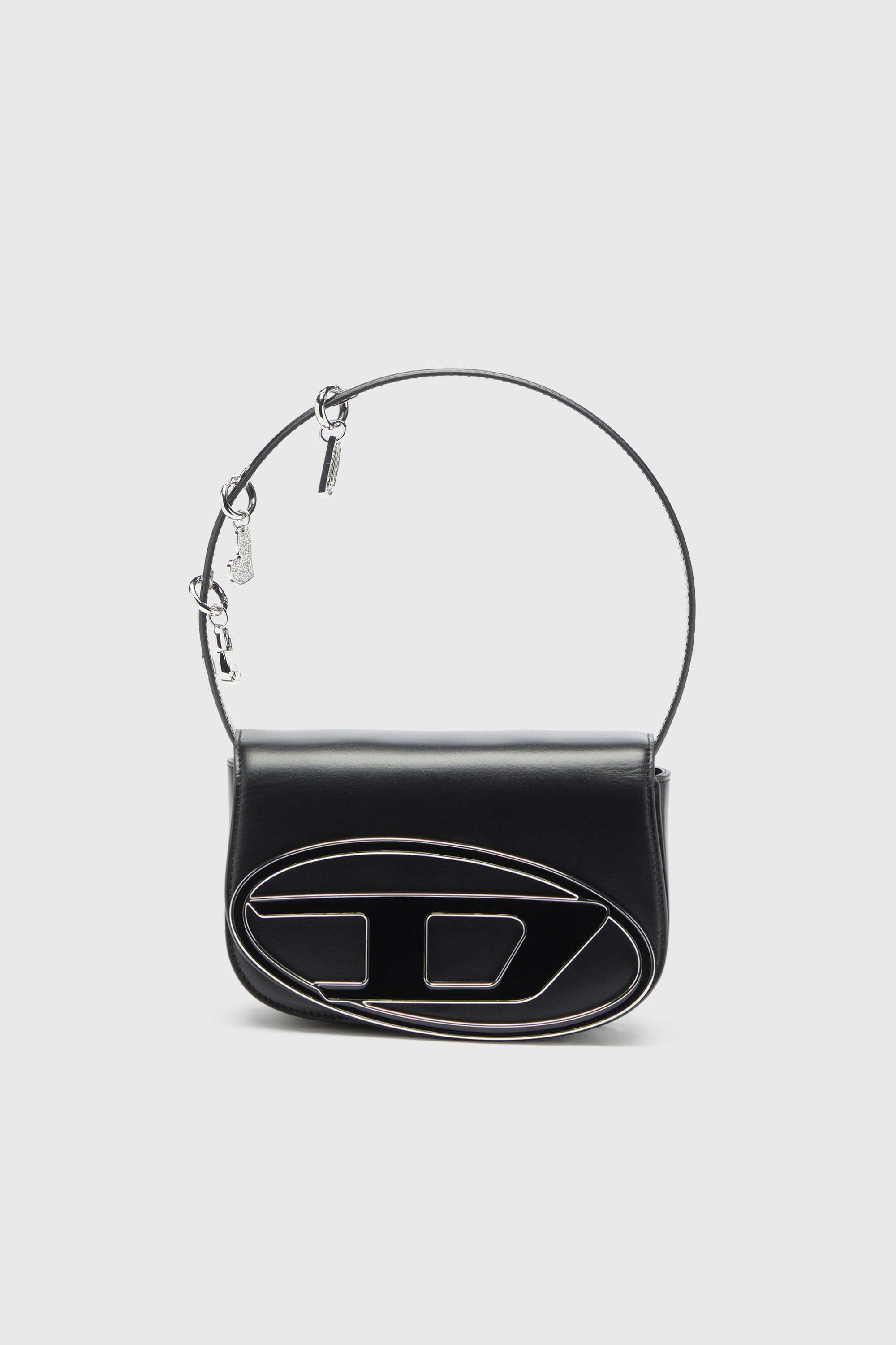 Black 1DR -Iconic shoulder bag in leather with handle charms