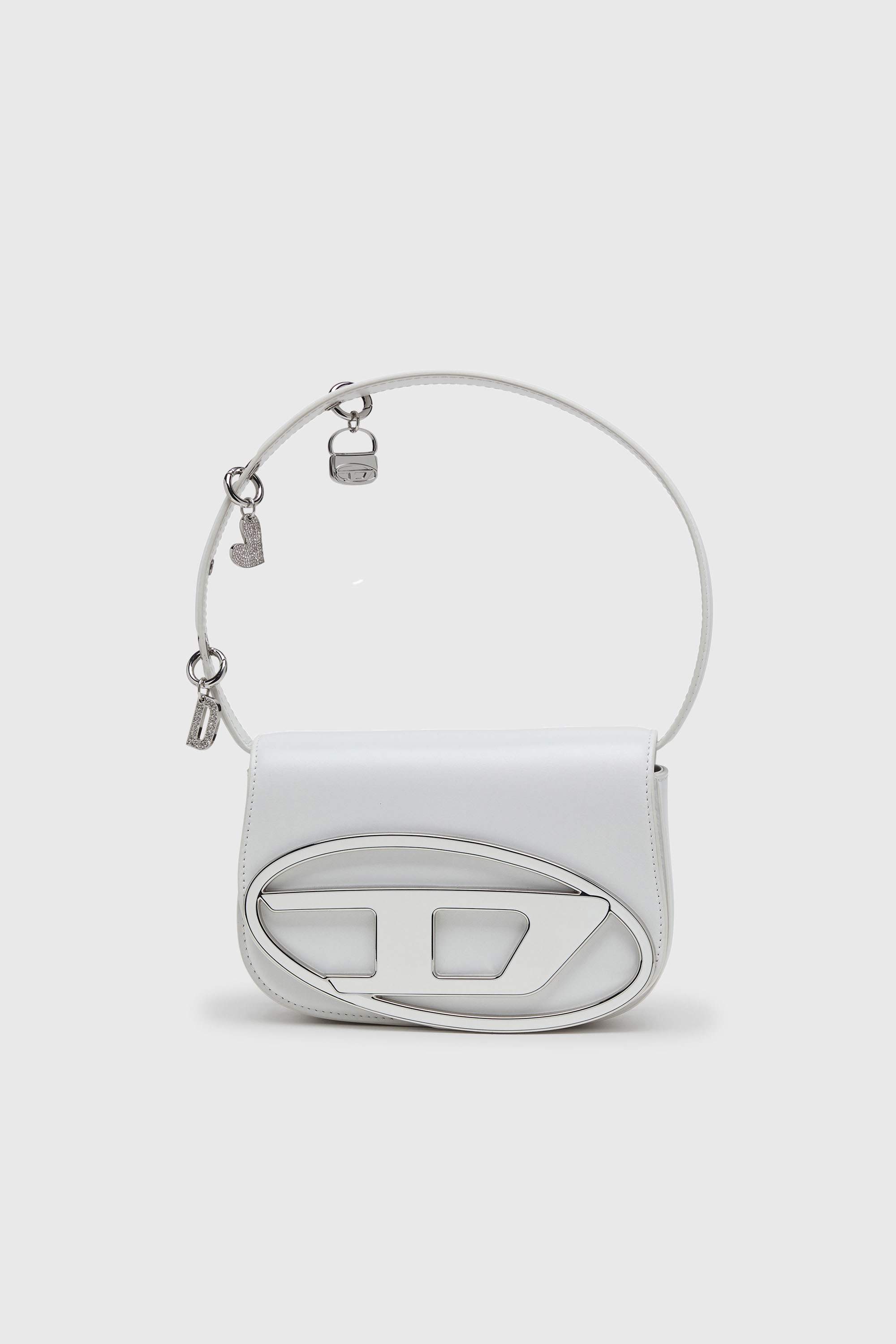 White 1DR -Iconic shoulder bag in leather with handle charms