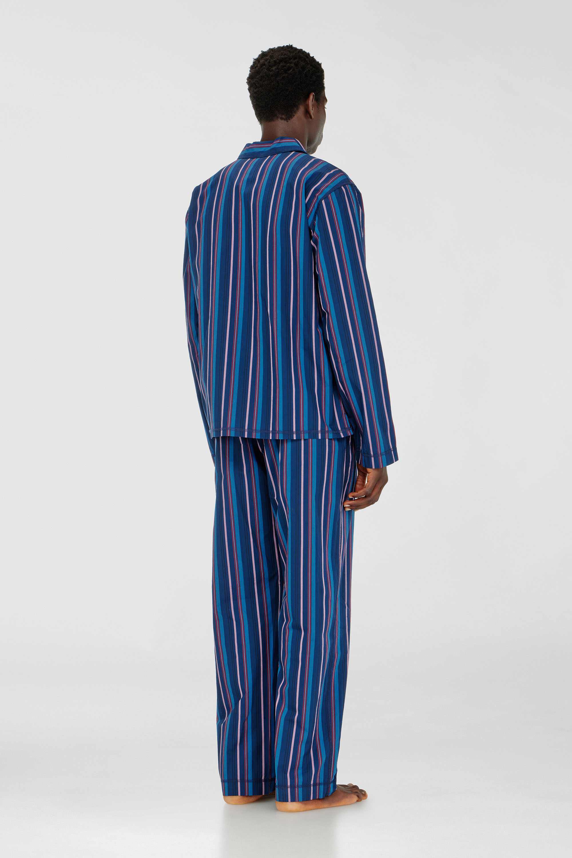 Cotton pajama set with stripes