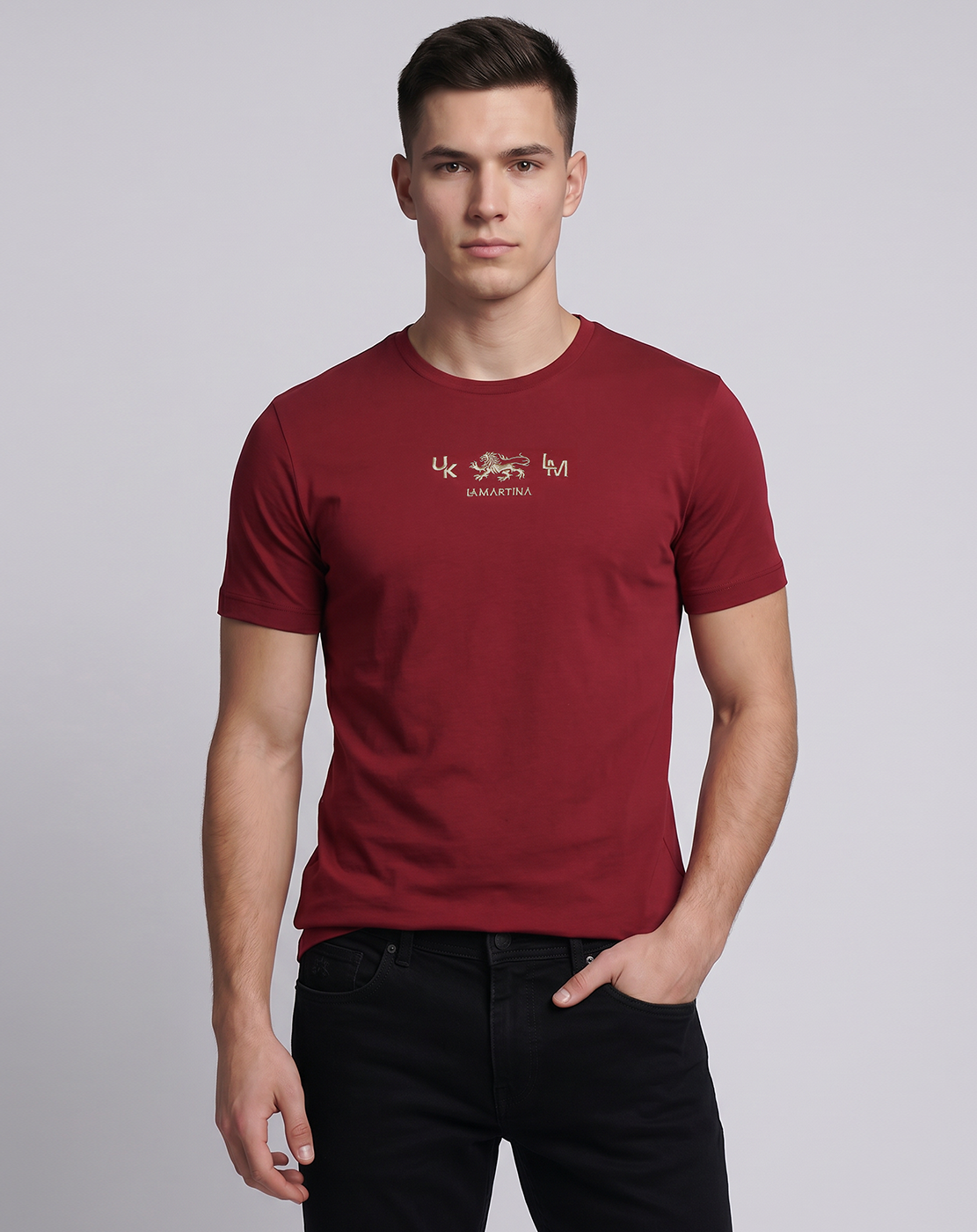 Cotton Slim Fit Solid Graphic T-shirt