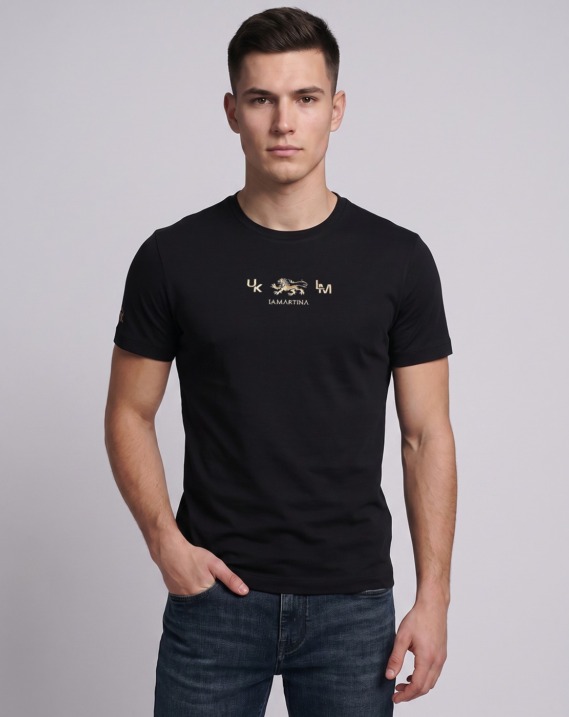 Cotton Slim Fit Solid Graphic T-shirt