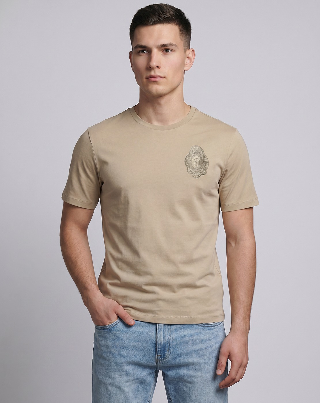 Cotton Slim Fit solid Graphic T-shirt