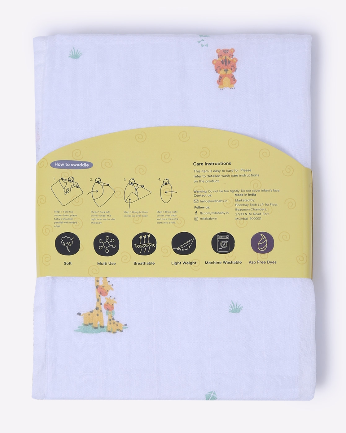 Mothercare | Mila Baby Swaddle Animal families Green 5