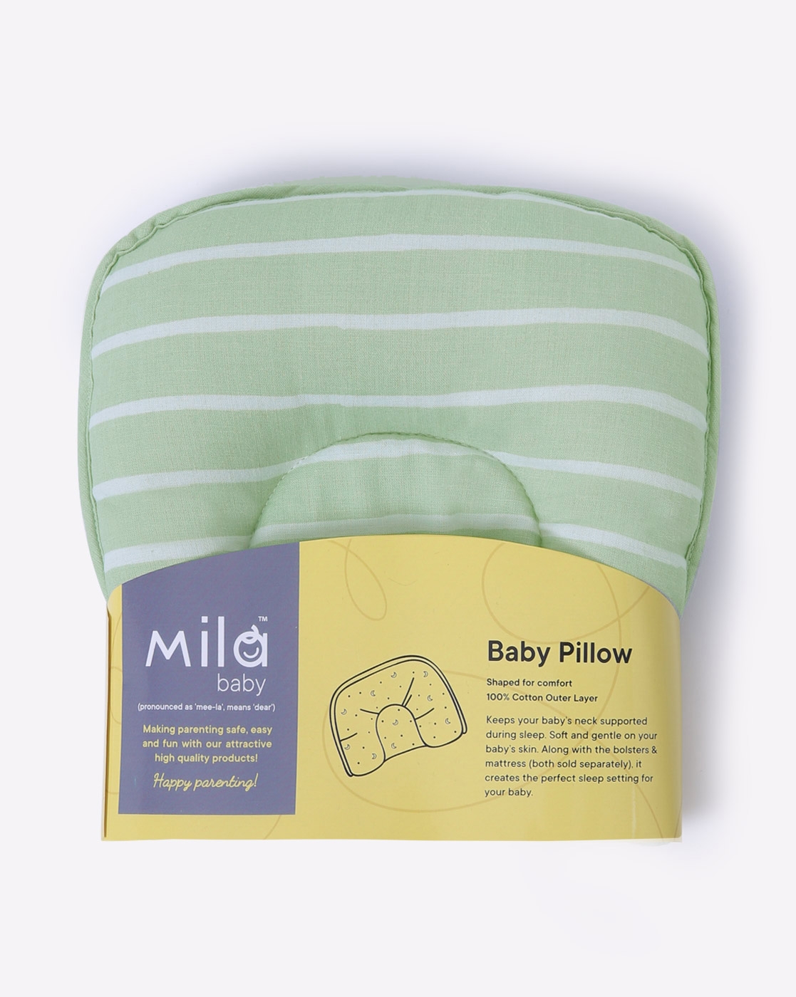 Mothercare | Mila Baby Green Stripes Baby Pillow 3