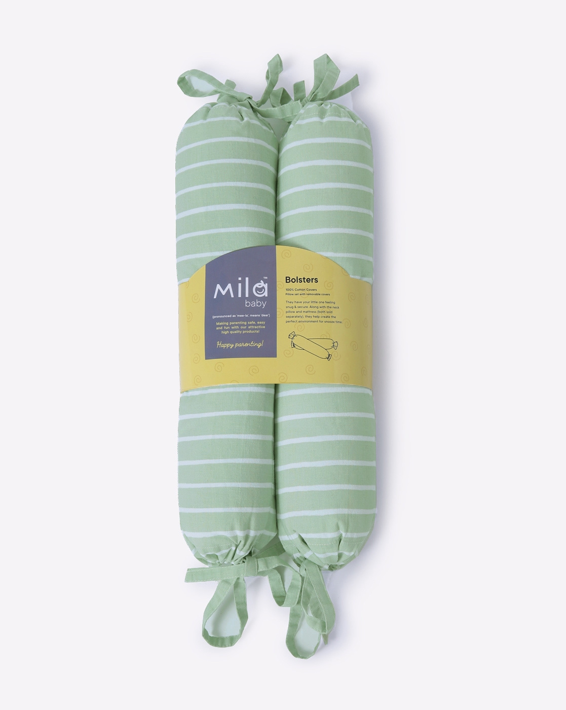 Mothercare | Mila Baby Green Stripe Bolster Pillows 3