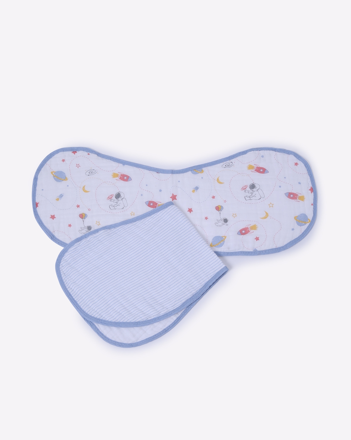 Mothercare | Mila Baby Burpy Bib Space and Stripes Blue 1