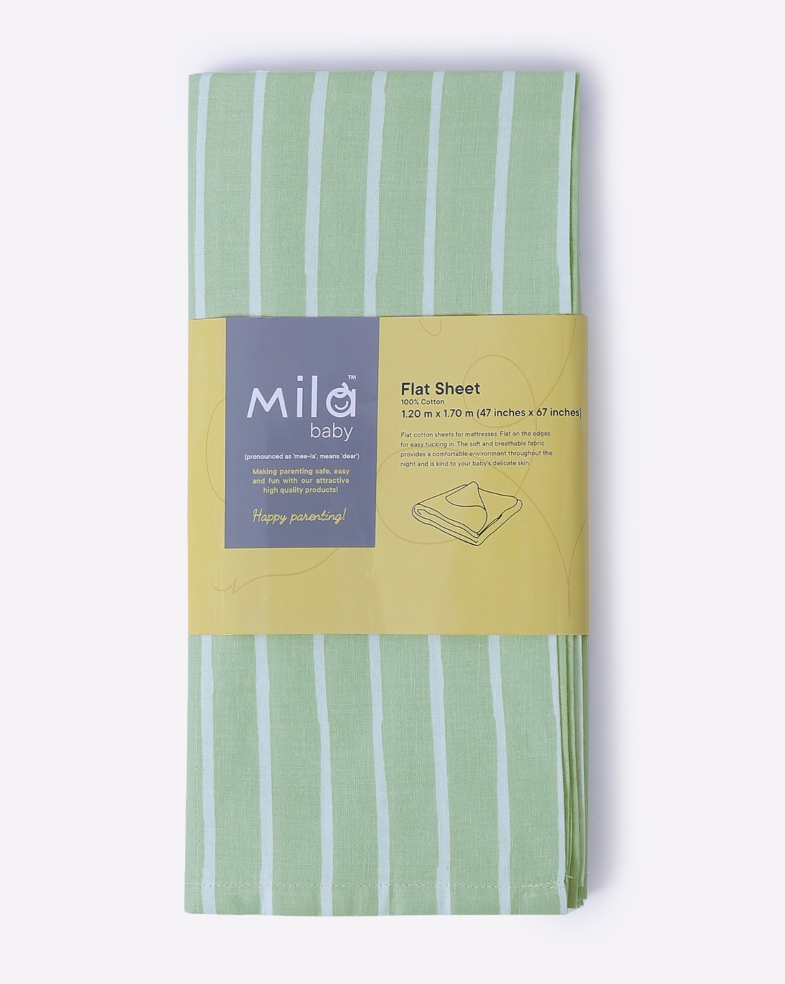 Mothercare | Mila Baby Green Stripes Flat Sheet 2