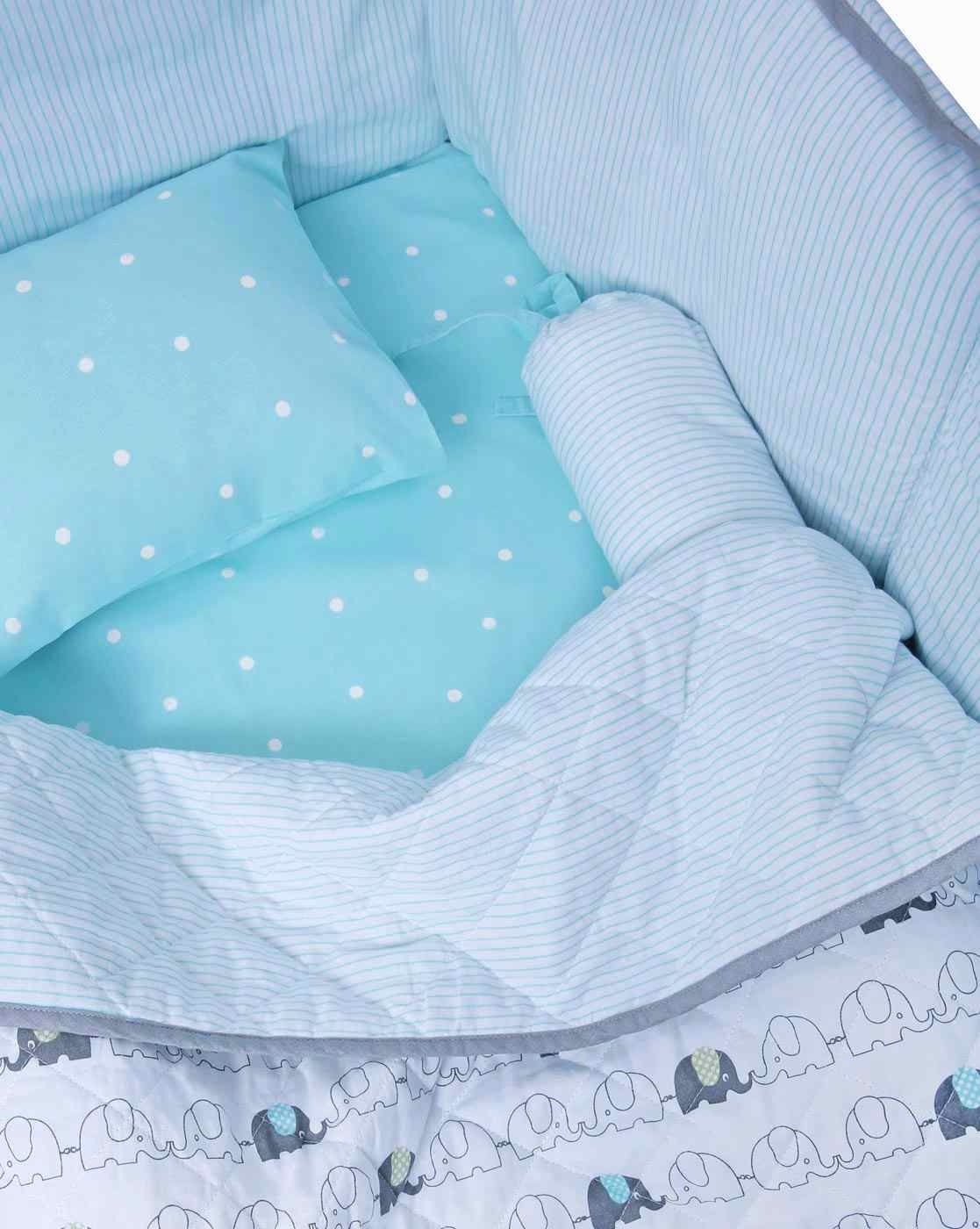 Mila Baby Elephant New Born Bedding Set (Large bundle with full bumper)