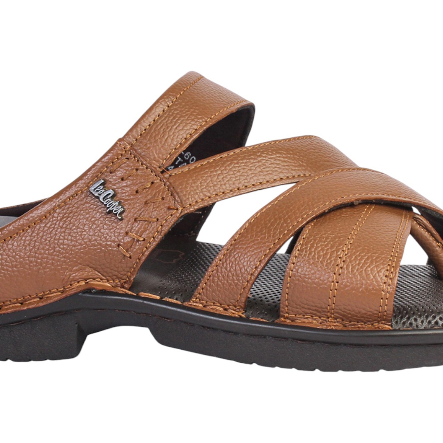 Men Brown Slip-On Comfort Sandals with Criss-Cross Straps