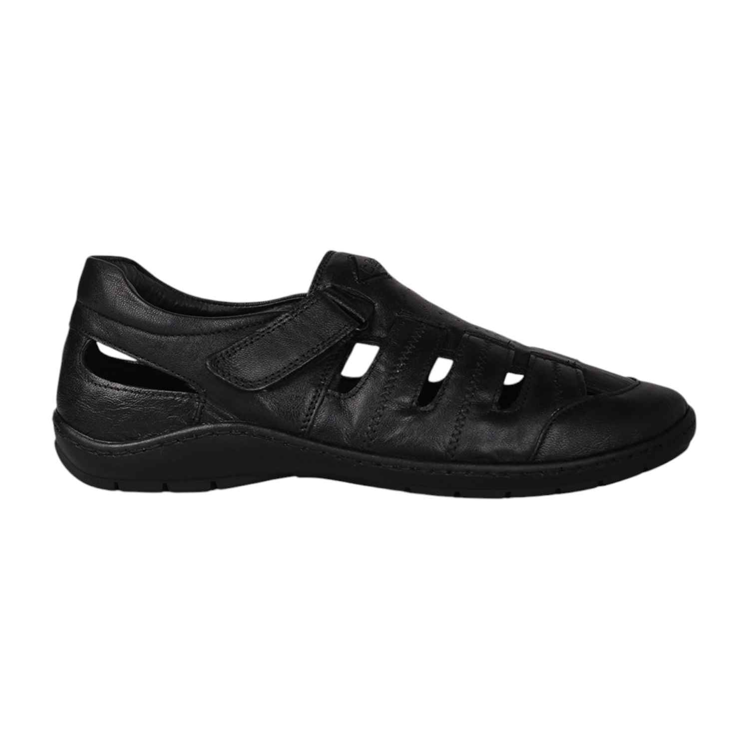 Men Black Closed-Toe Sandals with Hook-and-Loop Strap
