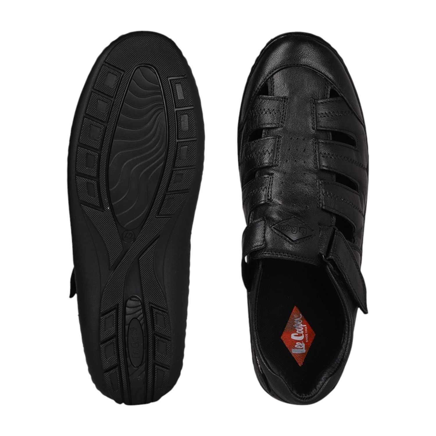 Men Black Closed-Toe Sandals with Hook-and-Loop Strap