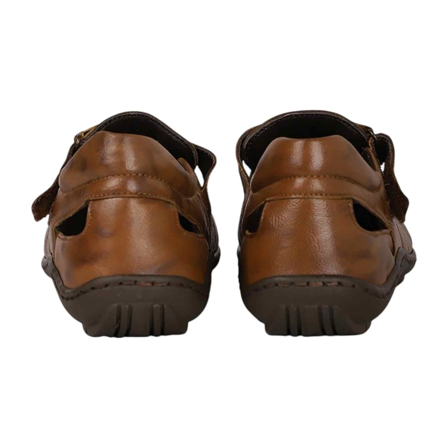 Men Tan Closed-Toe Sandals with Hook-and-Loop Strap
