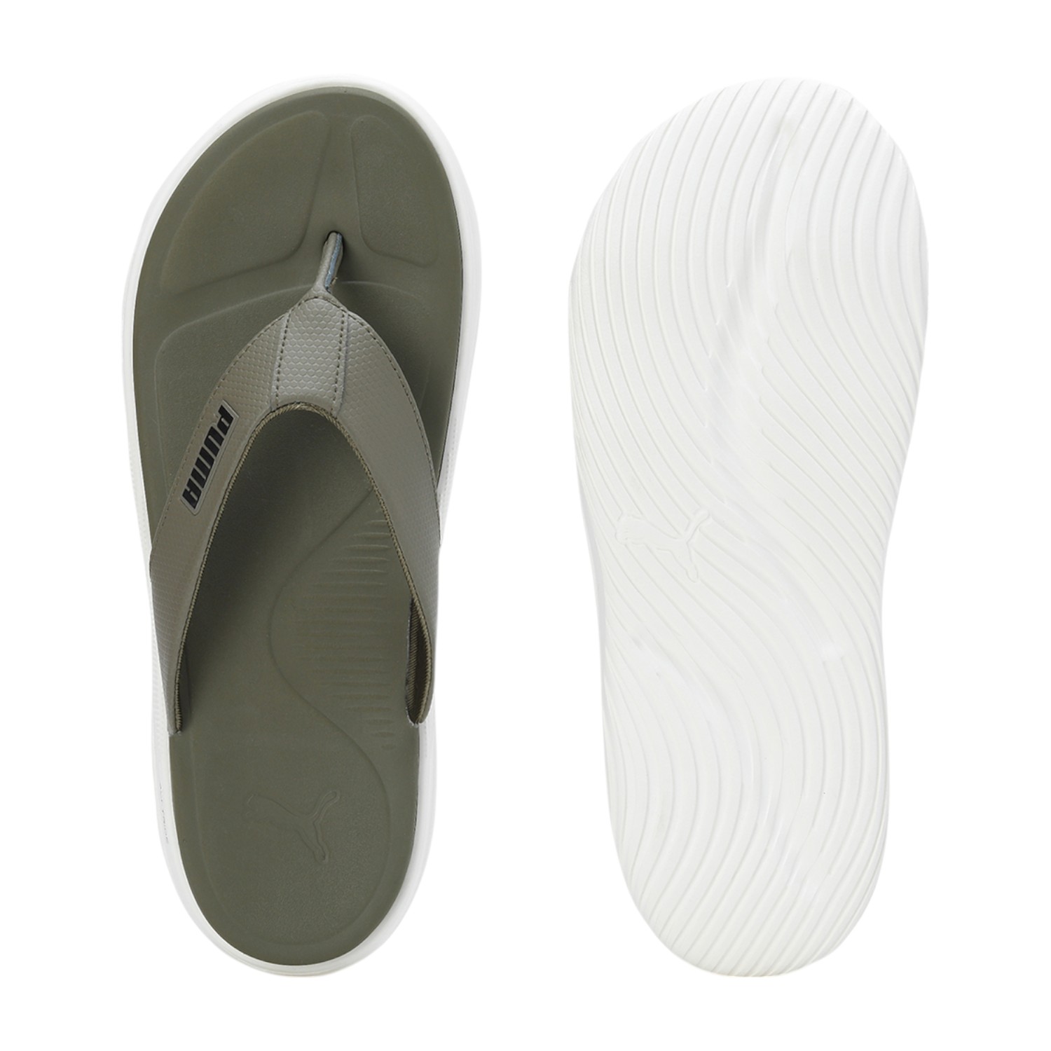 Unisex Green Puma Softride Seave Slippers