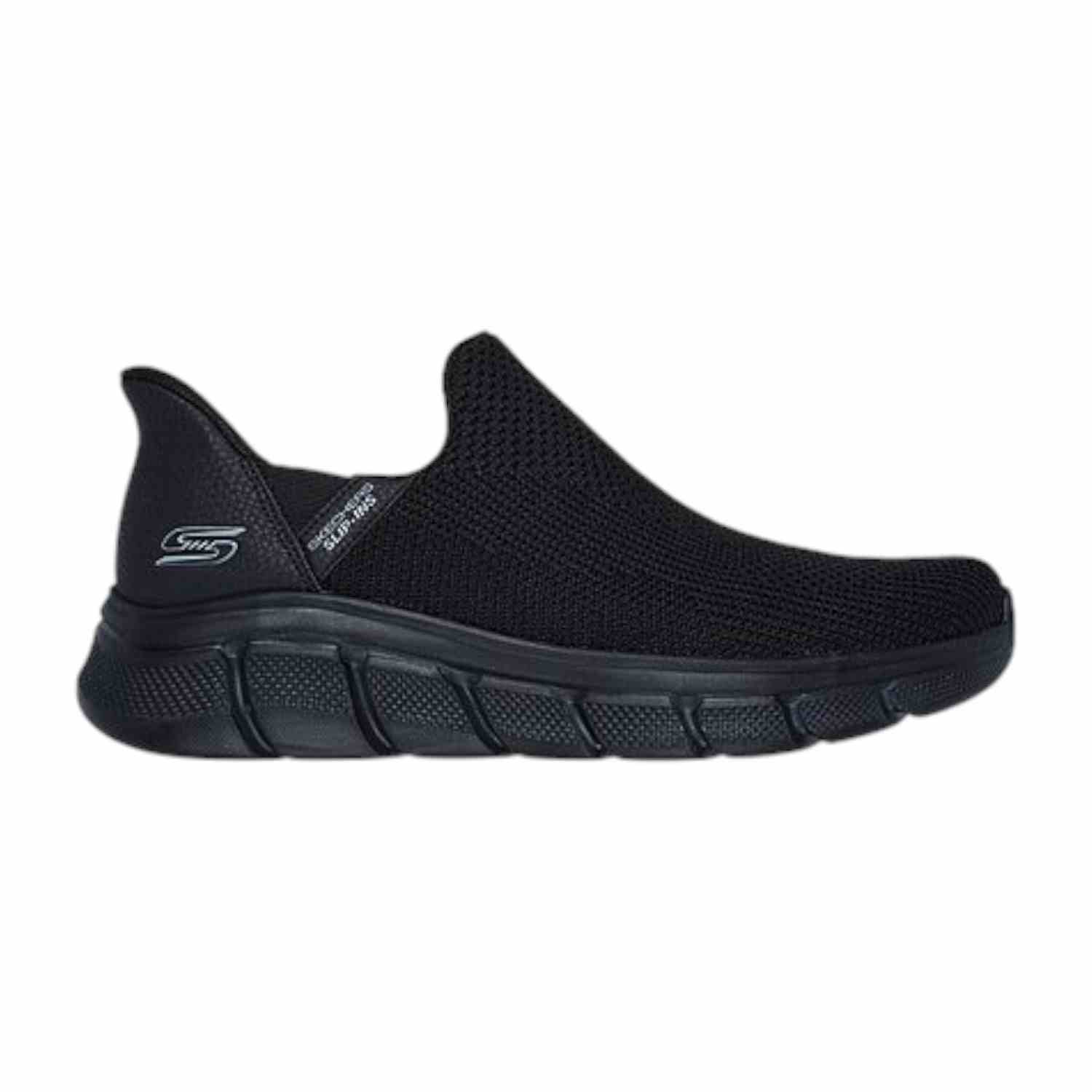 Skechers Black Men Bobs B Flex-Resilient Edge Slip Ins Running Shoes