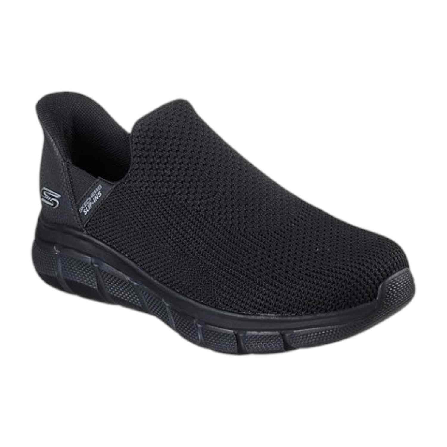 Skechers Black Men Bobs B Flex-Resilient Edge Slip Ins Running Shoes